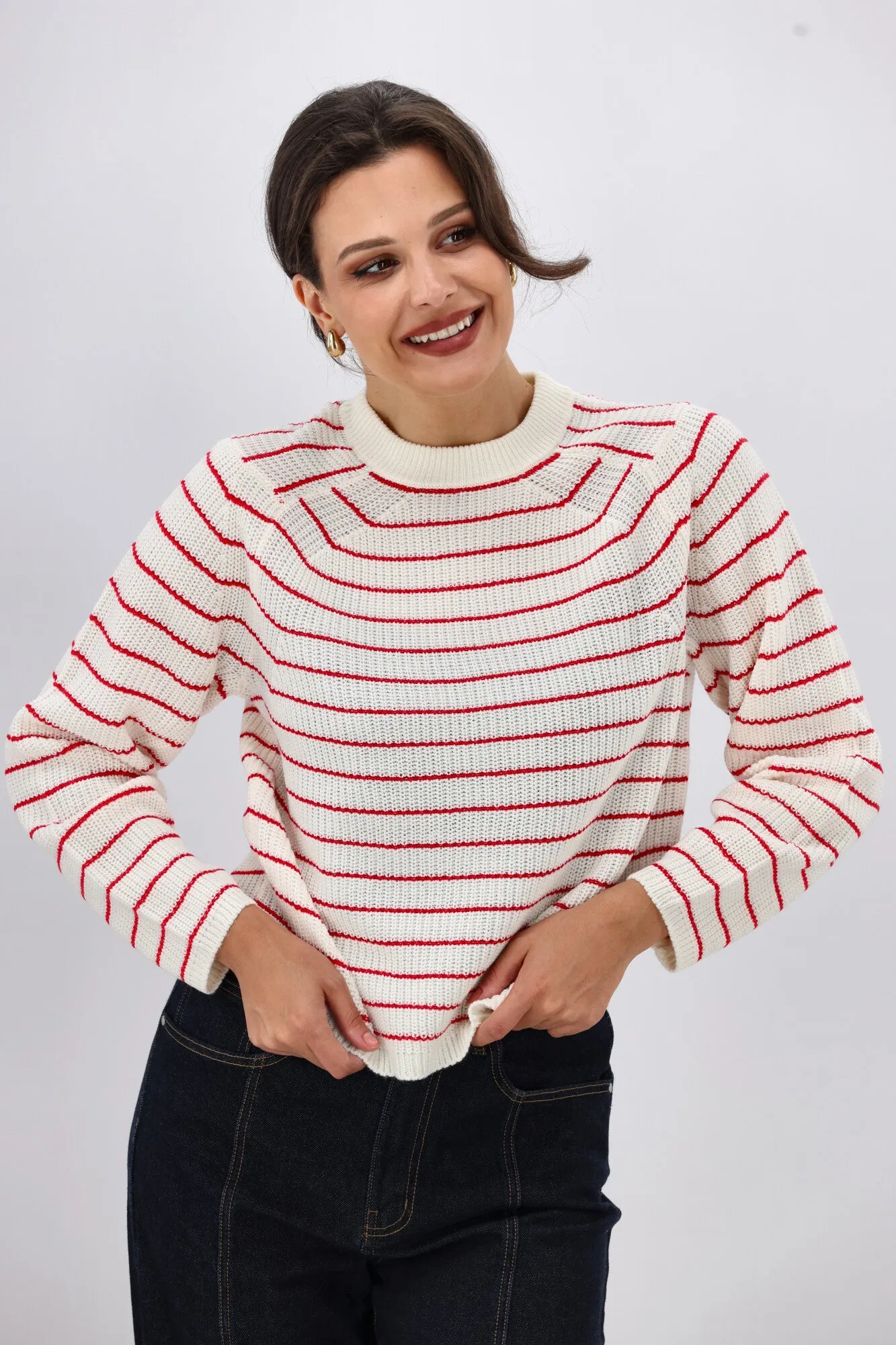 ONLY Base L/S O-Neck Pullover Knit Ski Patrol Stripes
