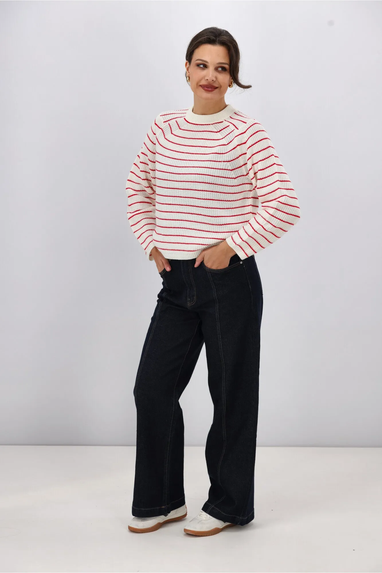 ONLY Base L/S O-Neck Pullover Knit Ski Patrol Stripes