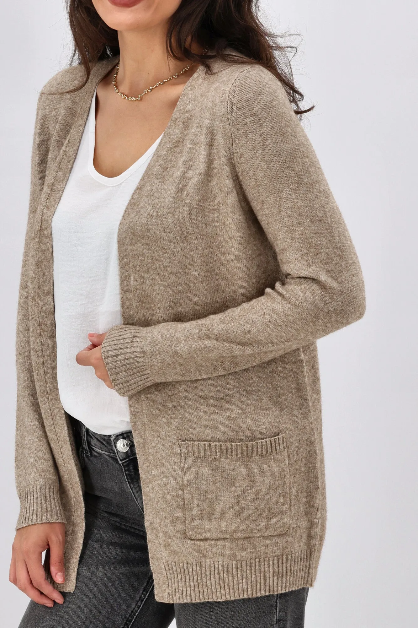 ONLY Lesly L/S Open Cardigan Beige
