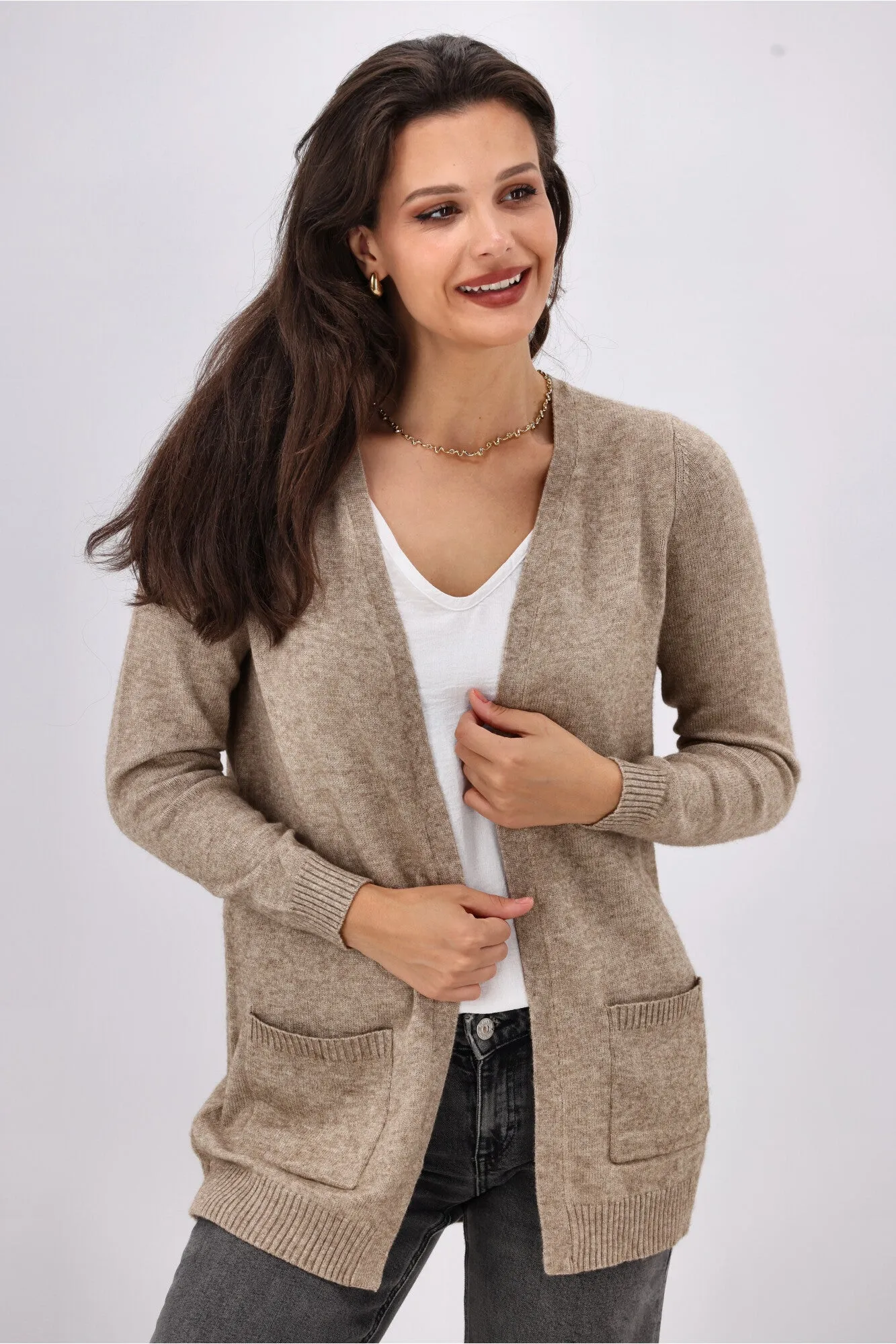 ONLY Lesly L/S Open Cardigan Beige
