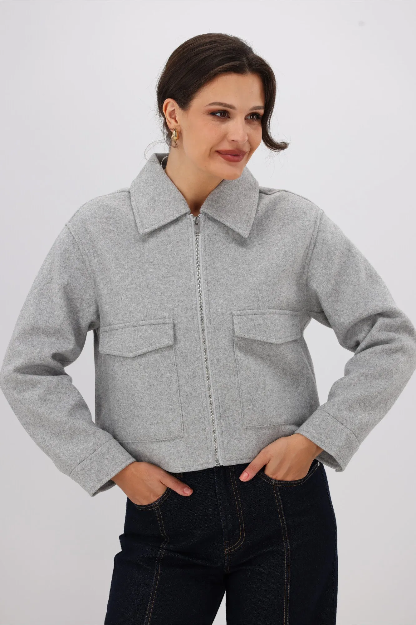 ONLY Nancy Life Cargo Jacket Light Grey
