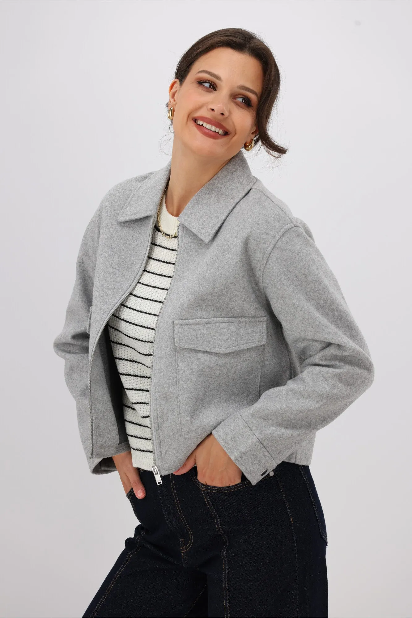 ONLY Nancy Life Cargo Jacket Light Grey