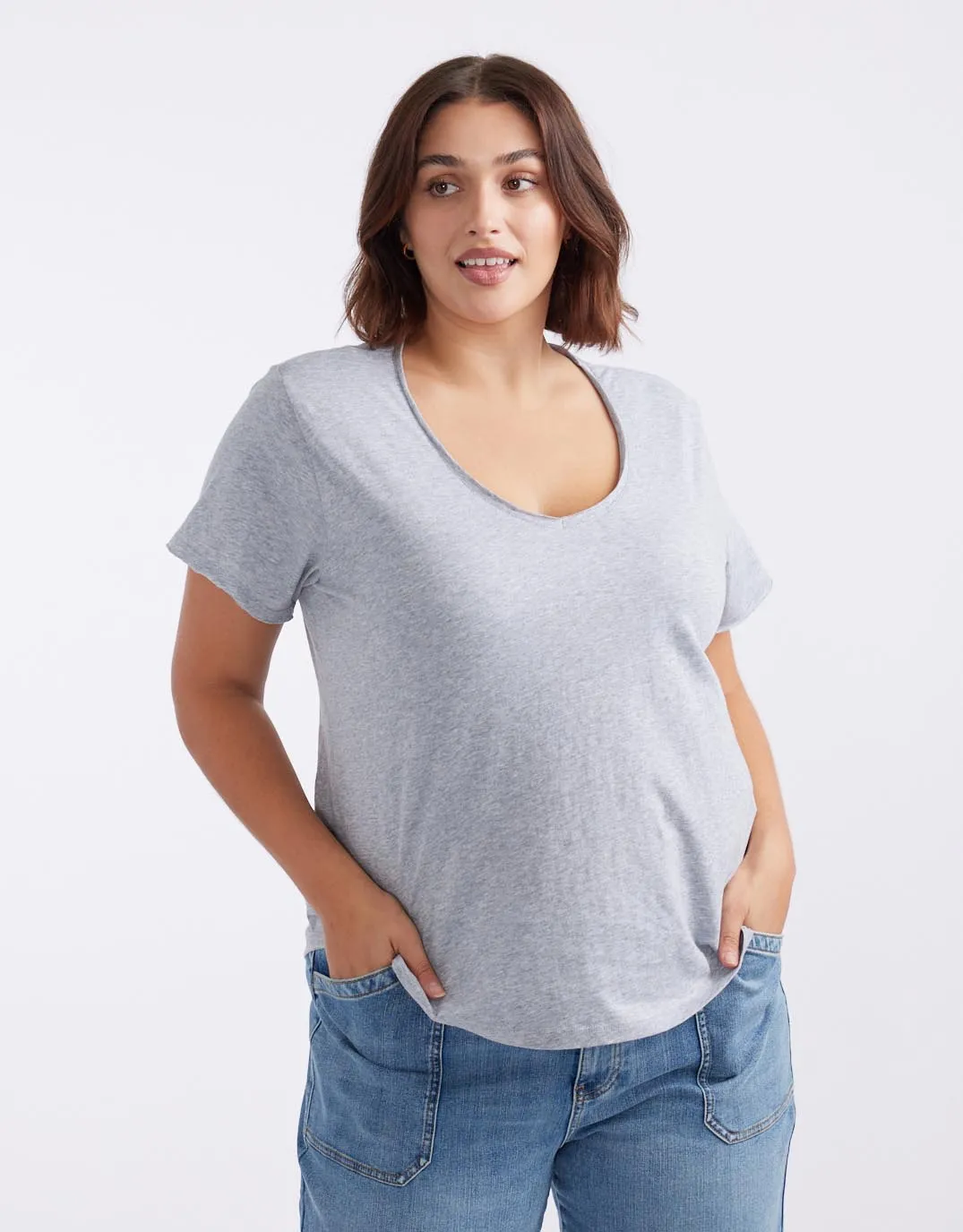 Original V Neck T-Shirt - Grey Marle