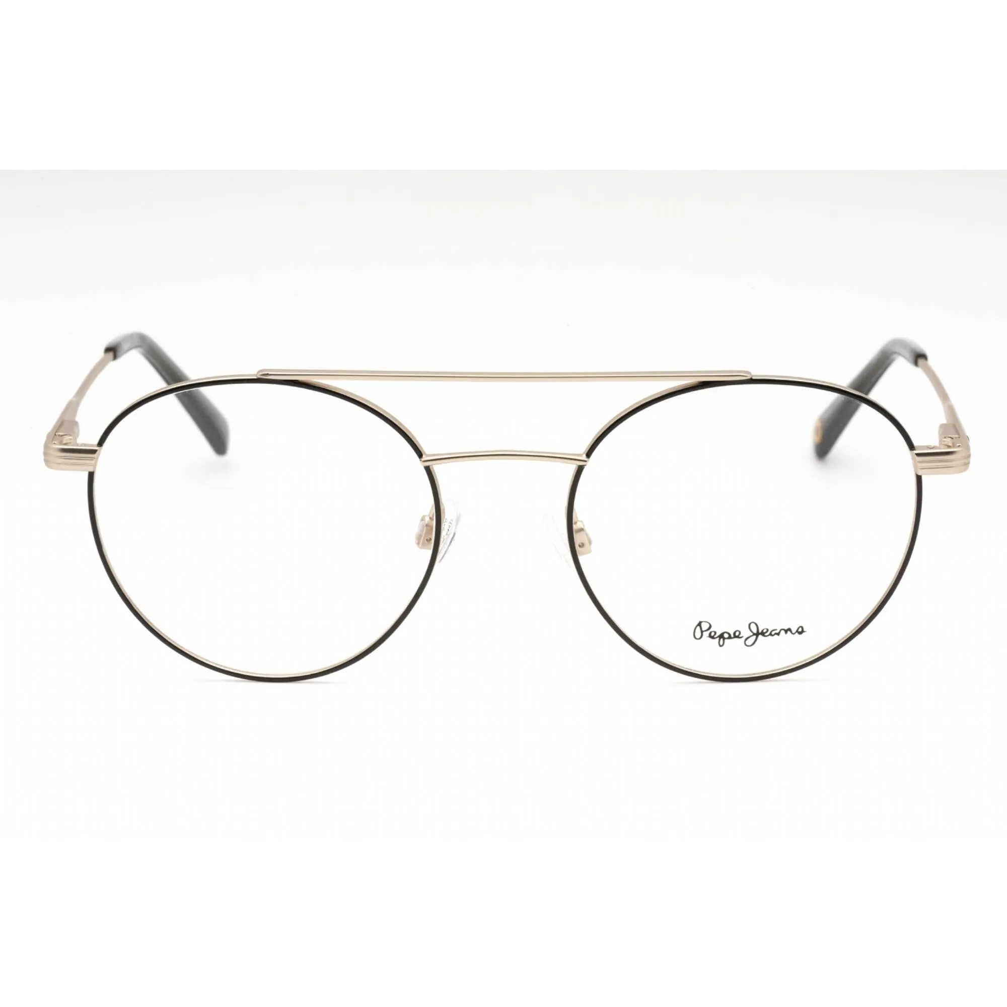 Pepe Jeans Men's Eyeglasses - Matte Light Gold/Black Metal Round Frame | PJ1412 407