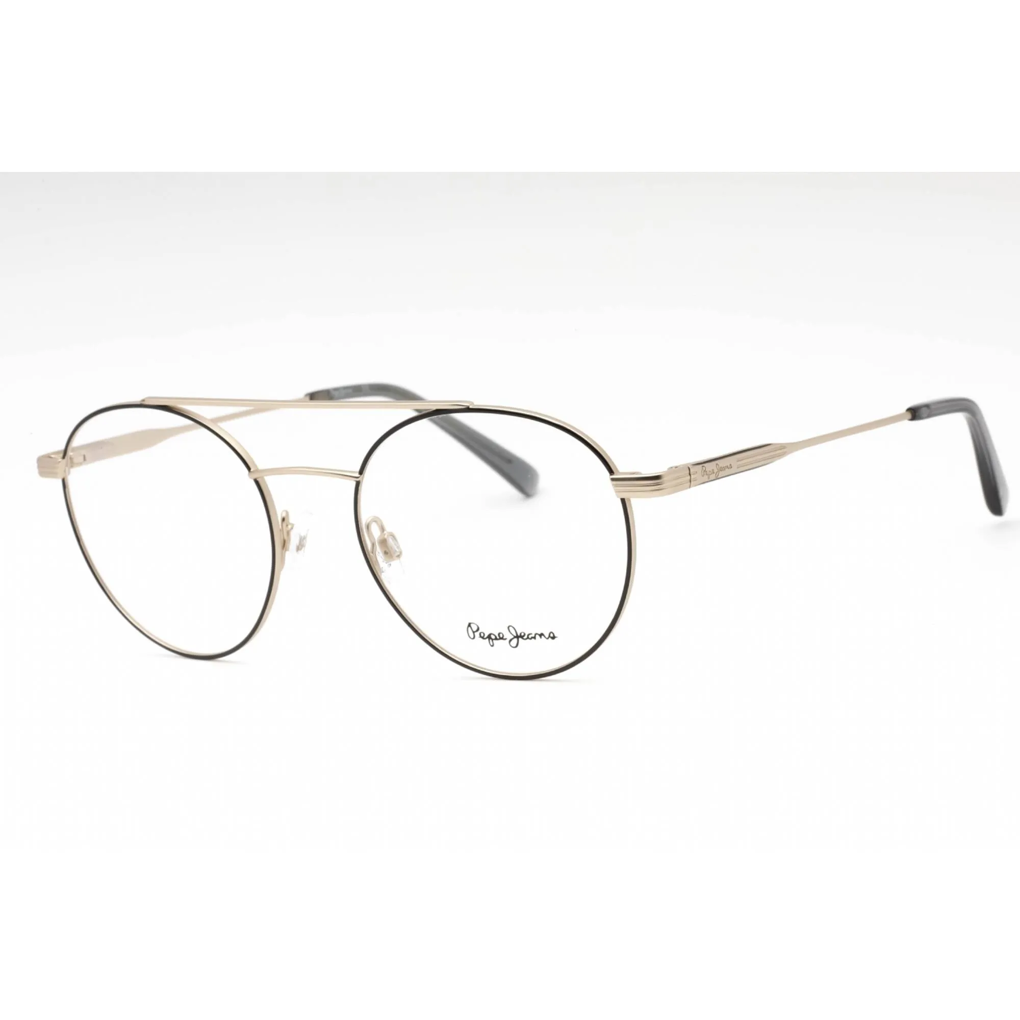 Pepe Jeans Men's Eyeglasses - Matte Light Gold/Black Metal Round Frame | PJ1412 407