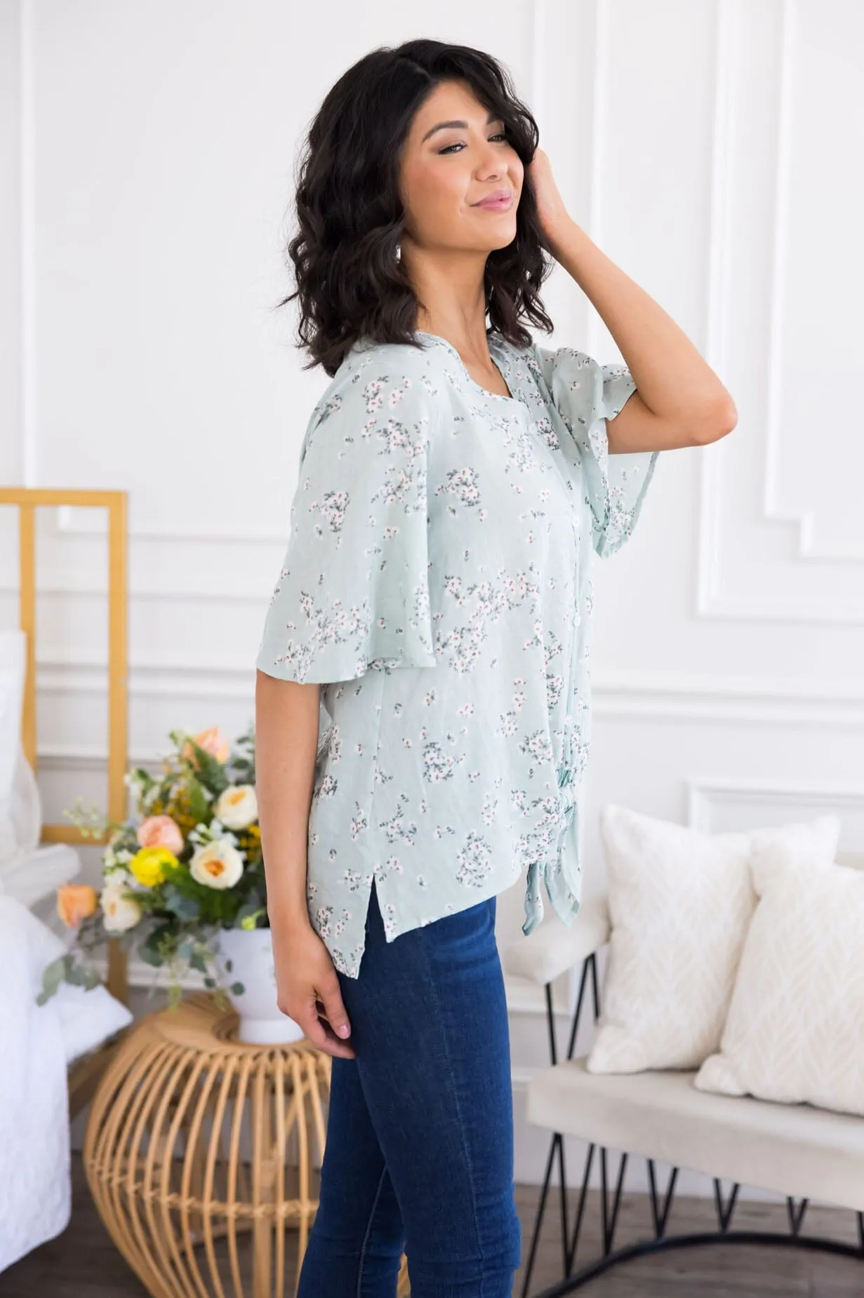 Photo Ready Tie Front Top