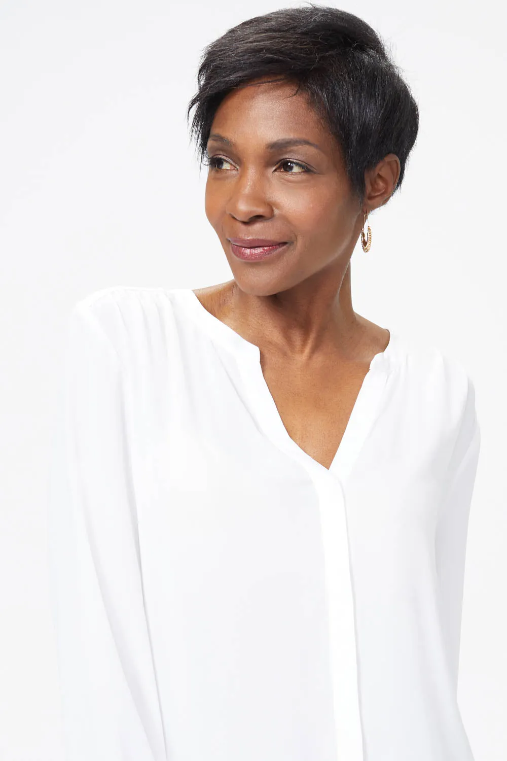 Pintuck Blouse In Petite - Optic White