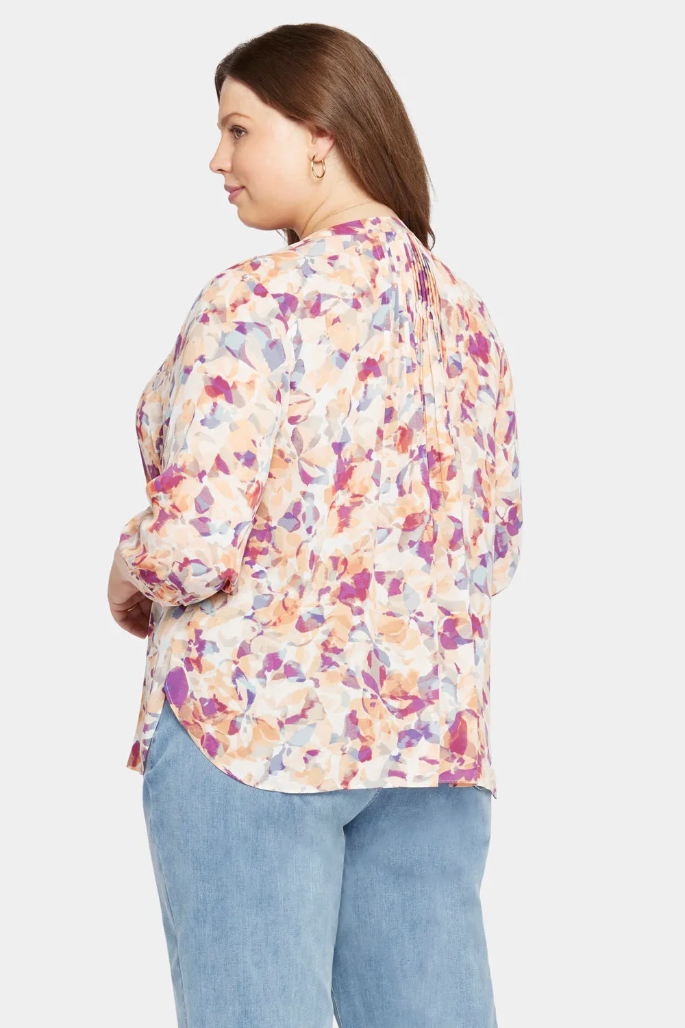 Pintuck Blouse In Plus Size - Fallen Leaf