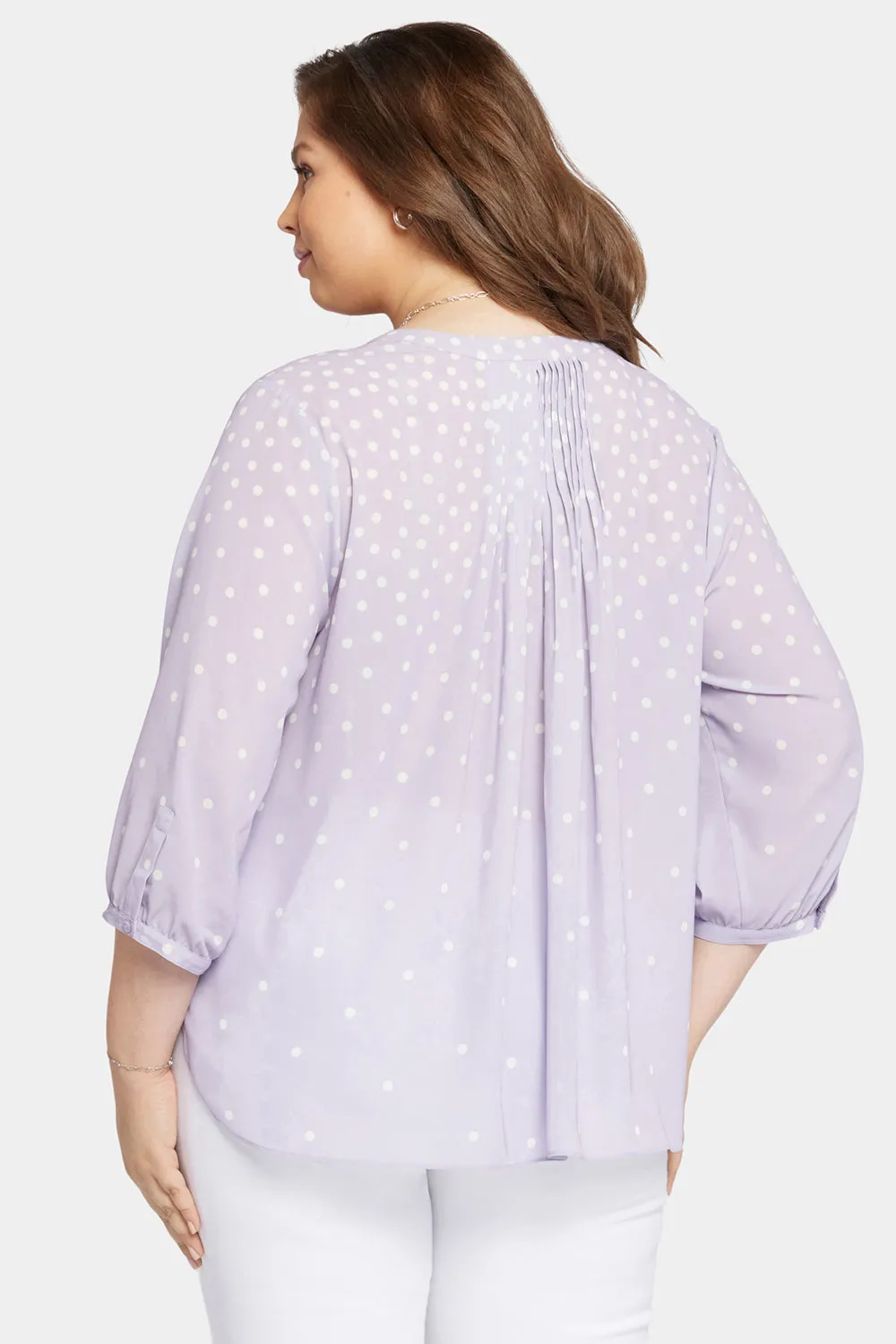 Pintuck Blouse In Plus Size - Fanciful Dots