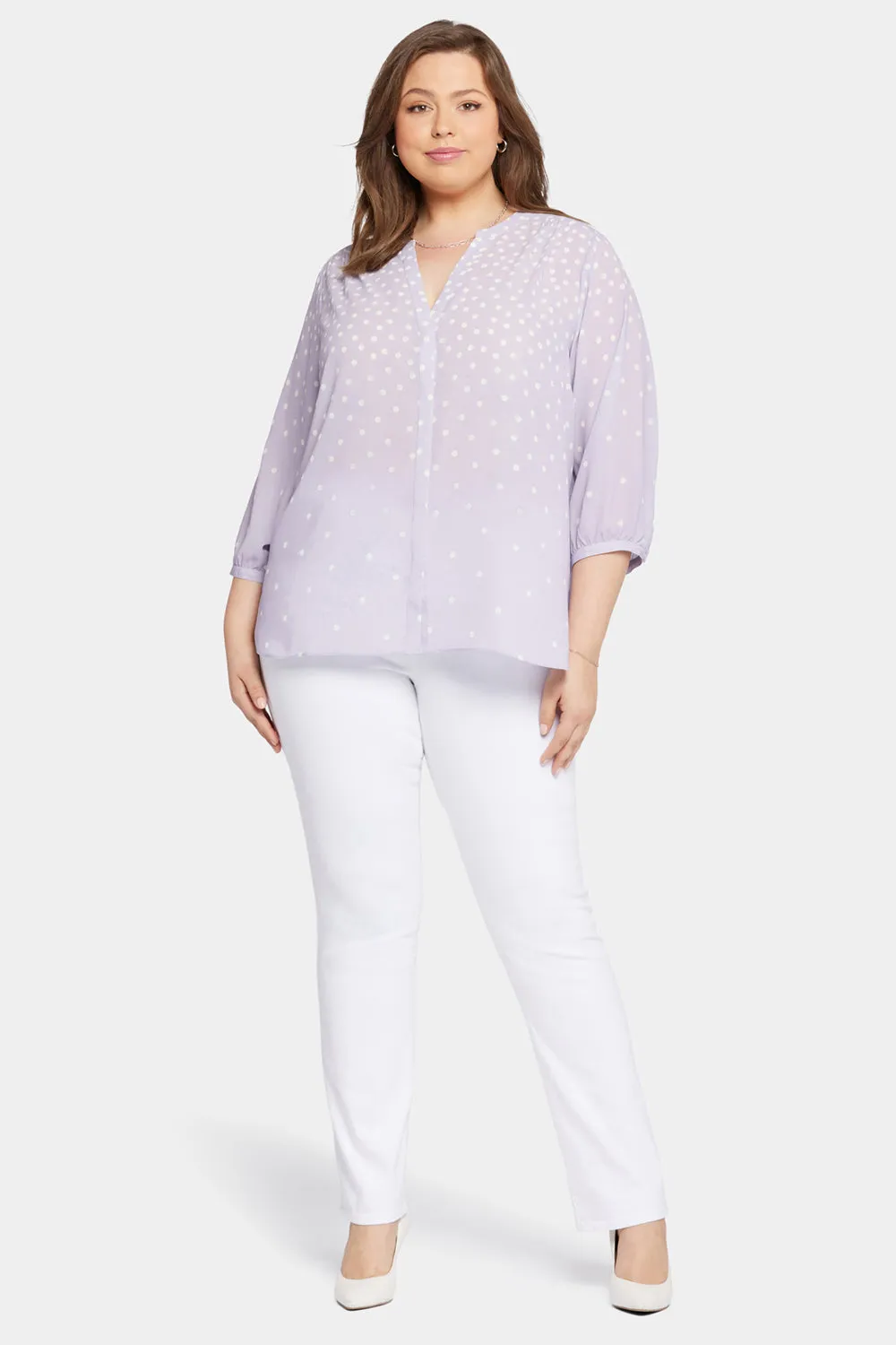 Pintuck Blouse In Plus Size - Fanciful Dots