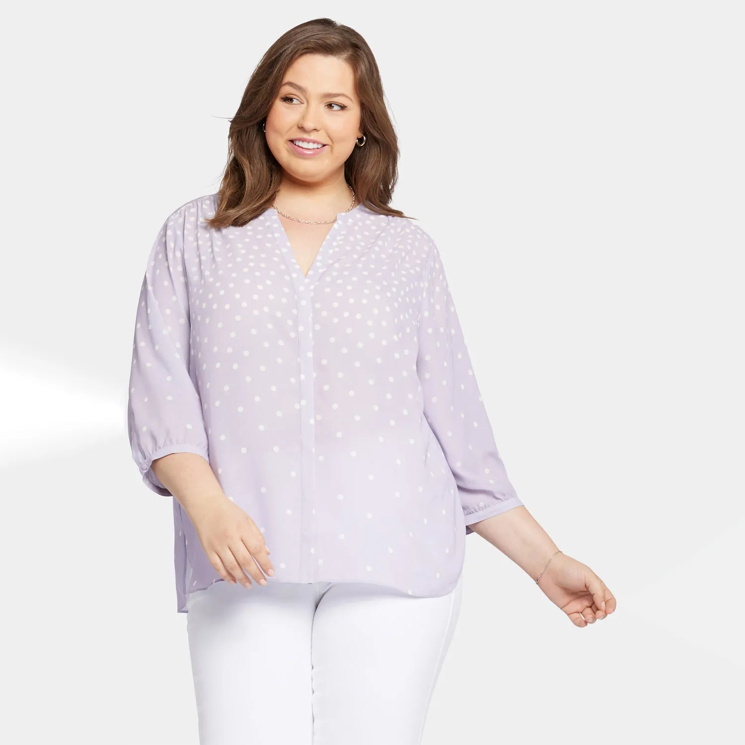 Pintuck Blouse In Plus Size - Fanciful Dots