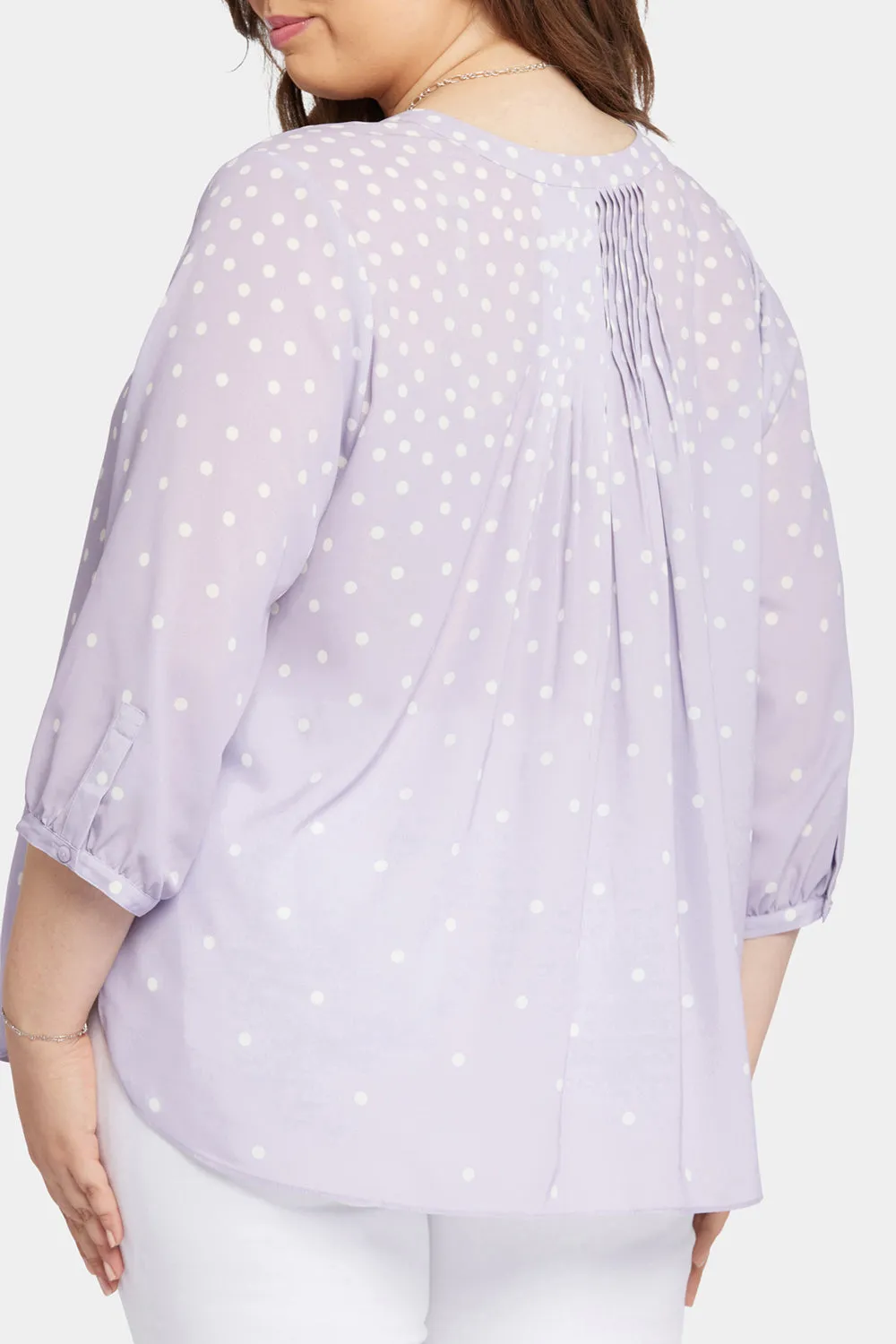 Pintuck Blouse In Plus Size - Fanciful Dots