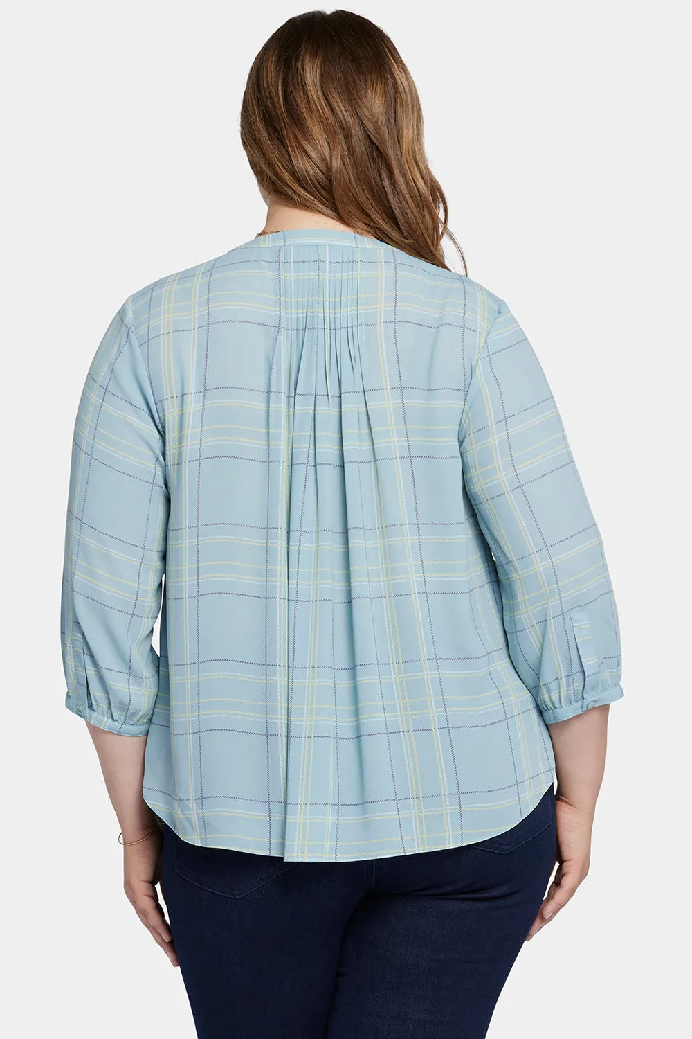 Pintuck Blouse In Plus Size - Wembley Plaid