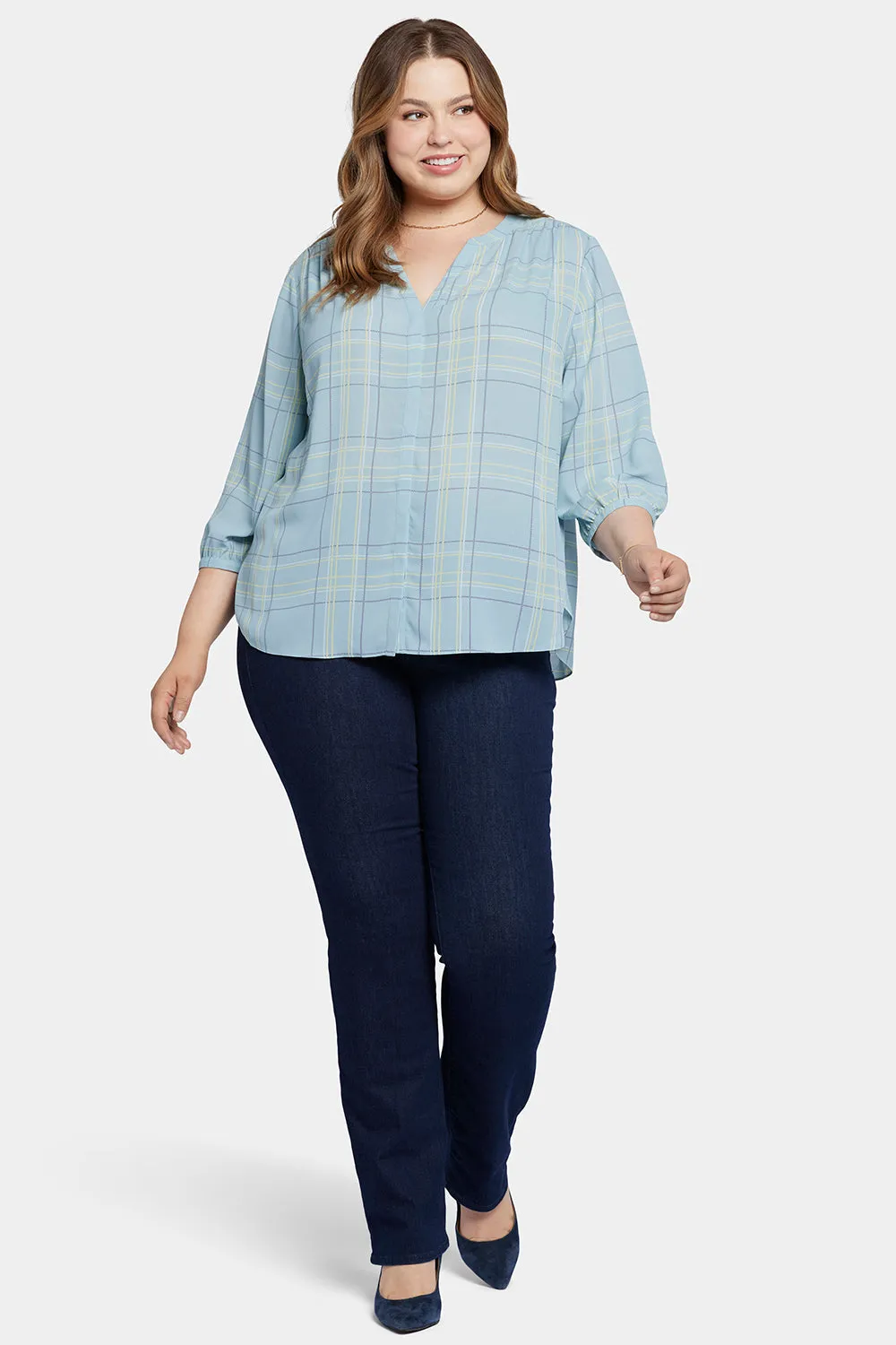 Pintuck Blouse In Plus Size - Wembley Plaid