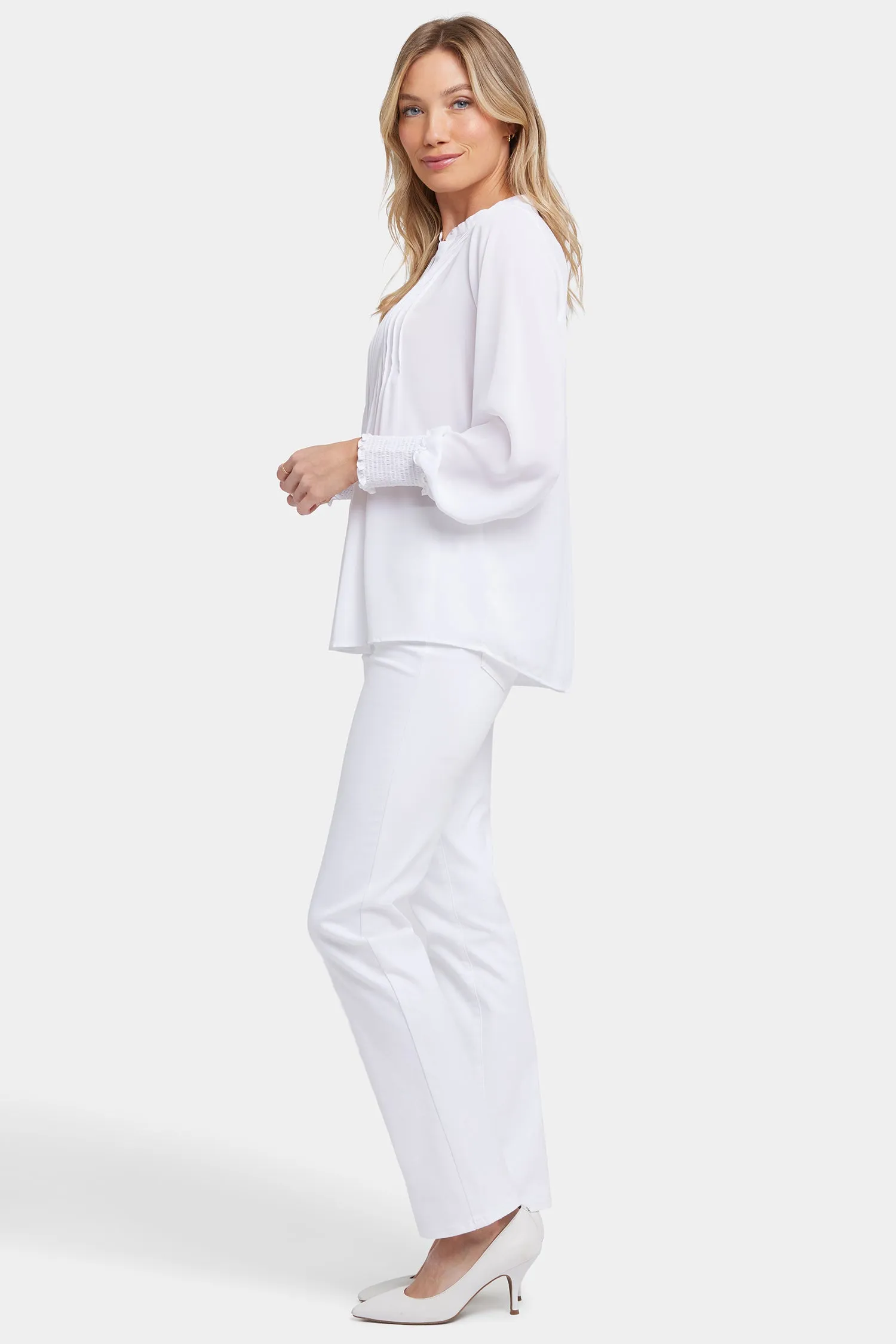 Pleated Peasant Blouse - Optic White