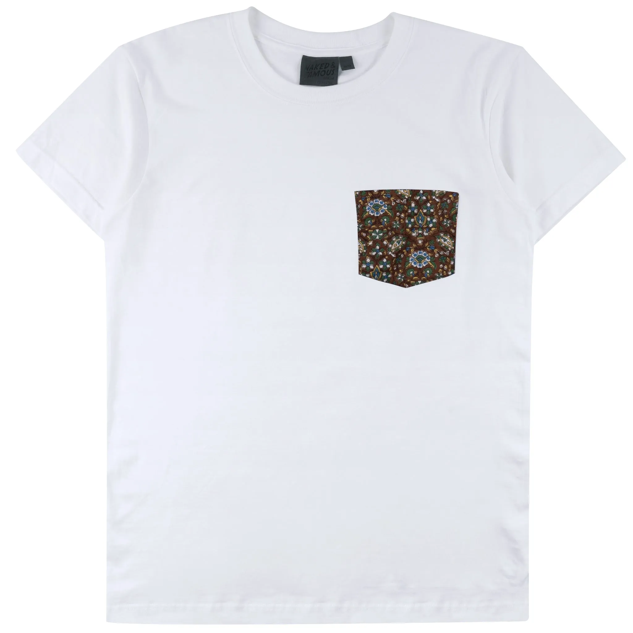 Pocket Tee - White   Bandana Cloth - Brown