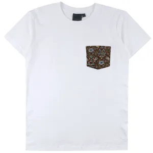 Pocket Tee - White   Bandana Cloth - Brown