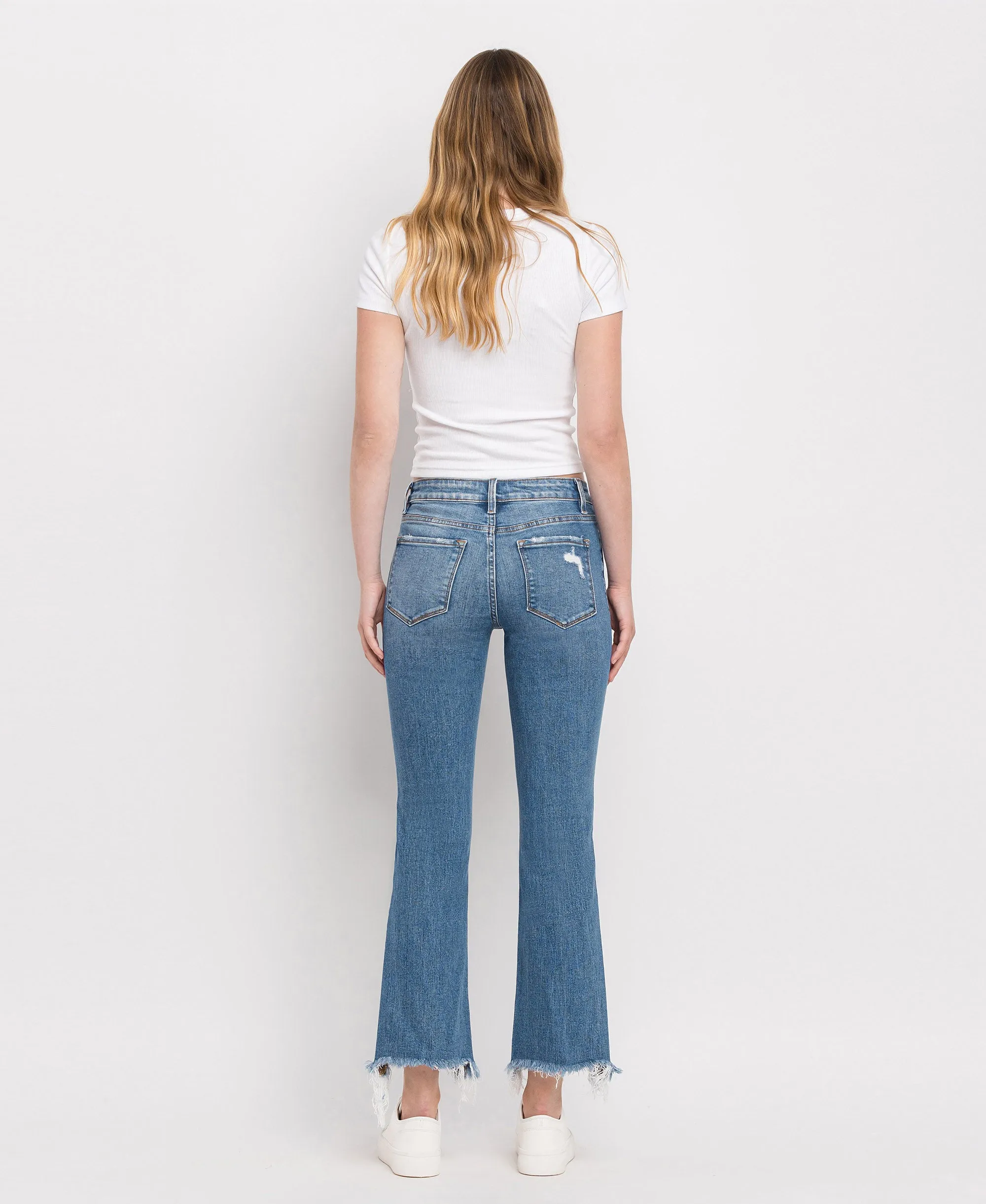 Quince - Mid Rise Distressed Hem Ankle Bootcut Jeans