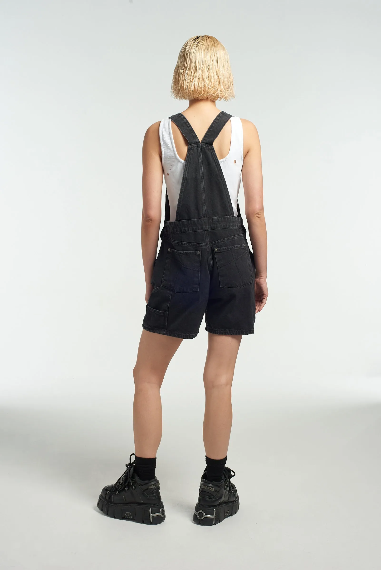 Ragged Black Dungaree Shorts