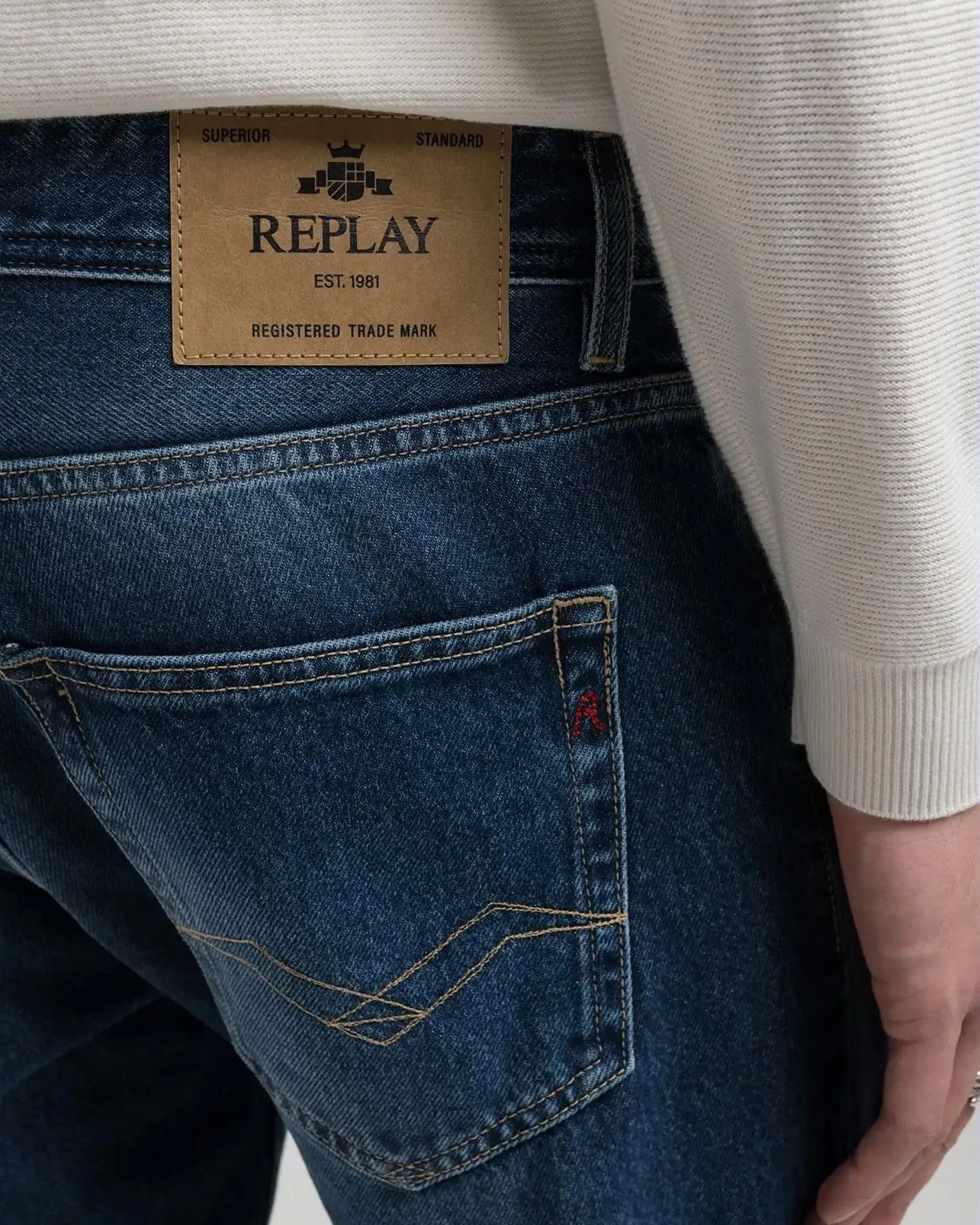 Replay Grover Straight Fit Mens Jeans - Dark Blue