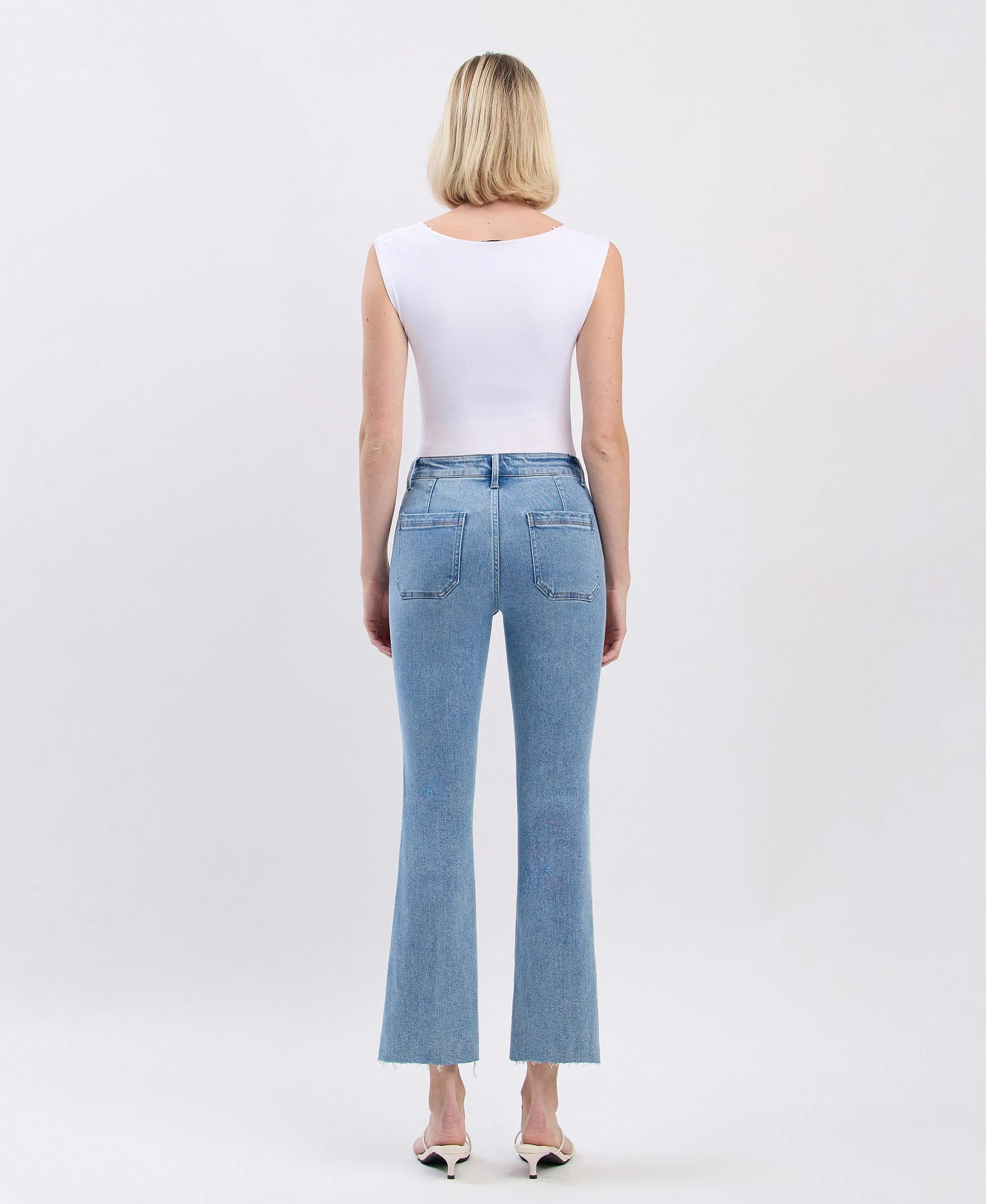 Resound - High Rise Patch Pocket Crop Flare Jeans