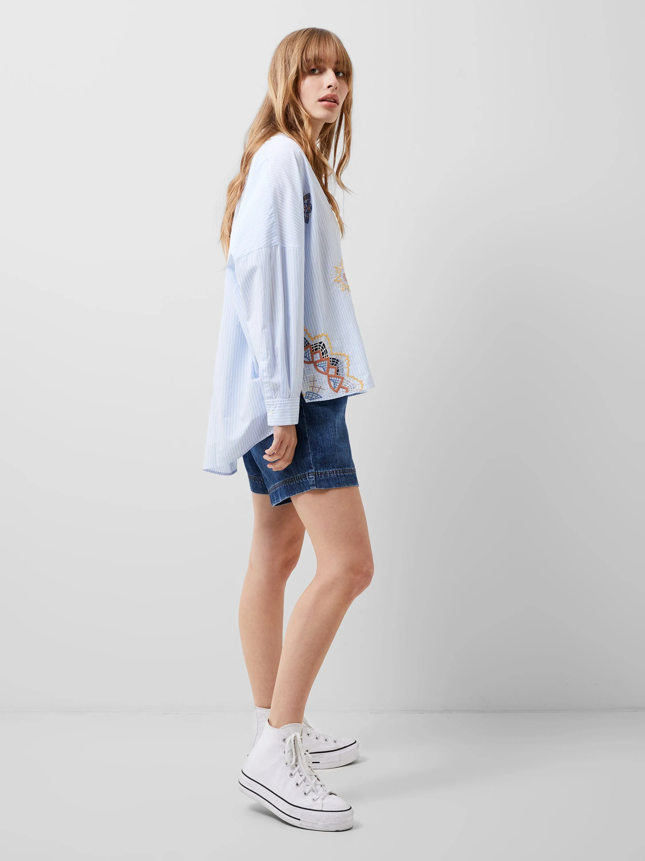 Rhodes Embroidered Poplin Popover Shirt