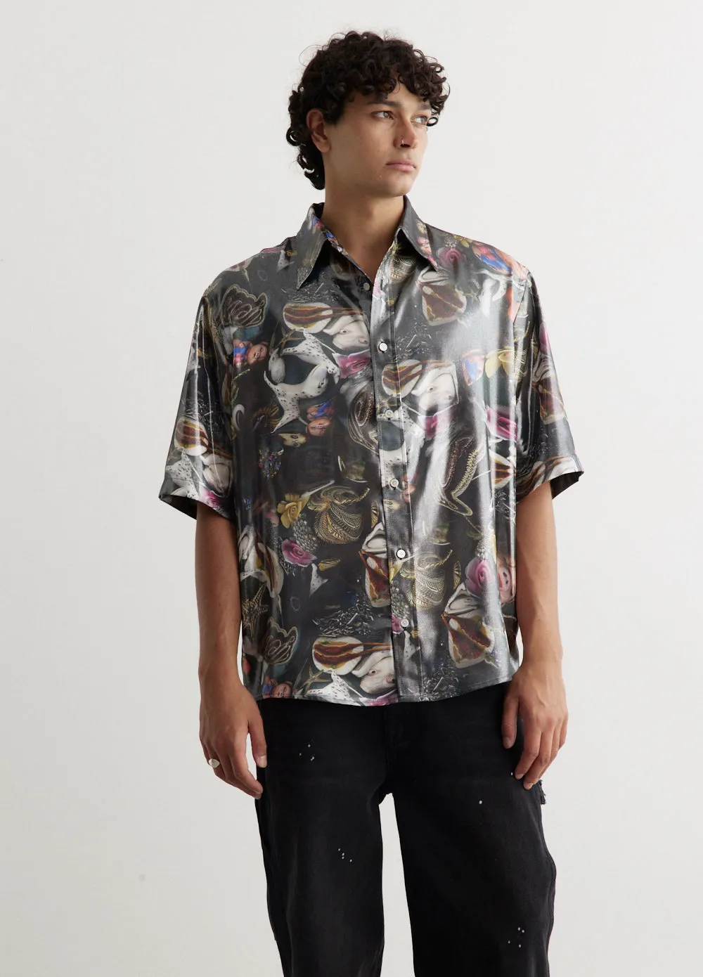 Sandrok Short Sleeve Foiled Print Shirt