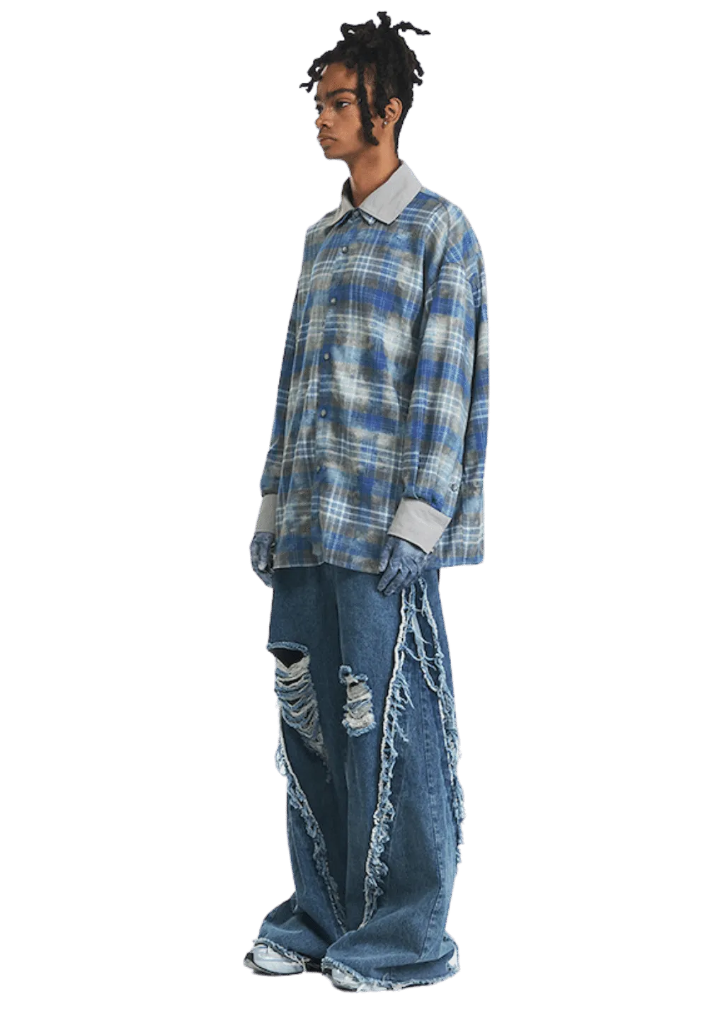 Segmented Washed Denim Jeans
