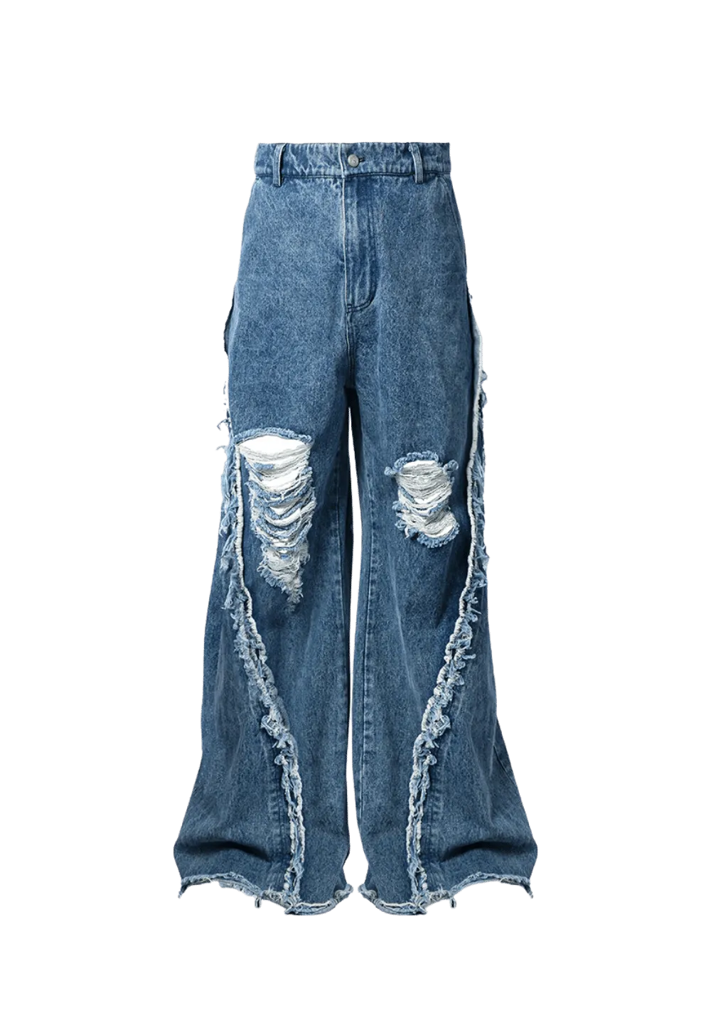 Segmented Washed Denim Jeans