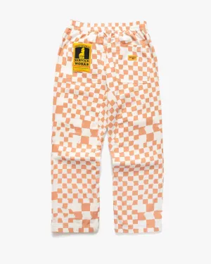 Service Works Drill Printed Chef Pant - Salmon Checker