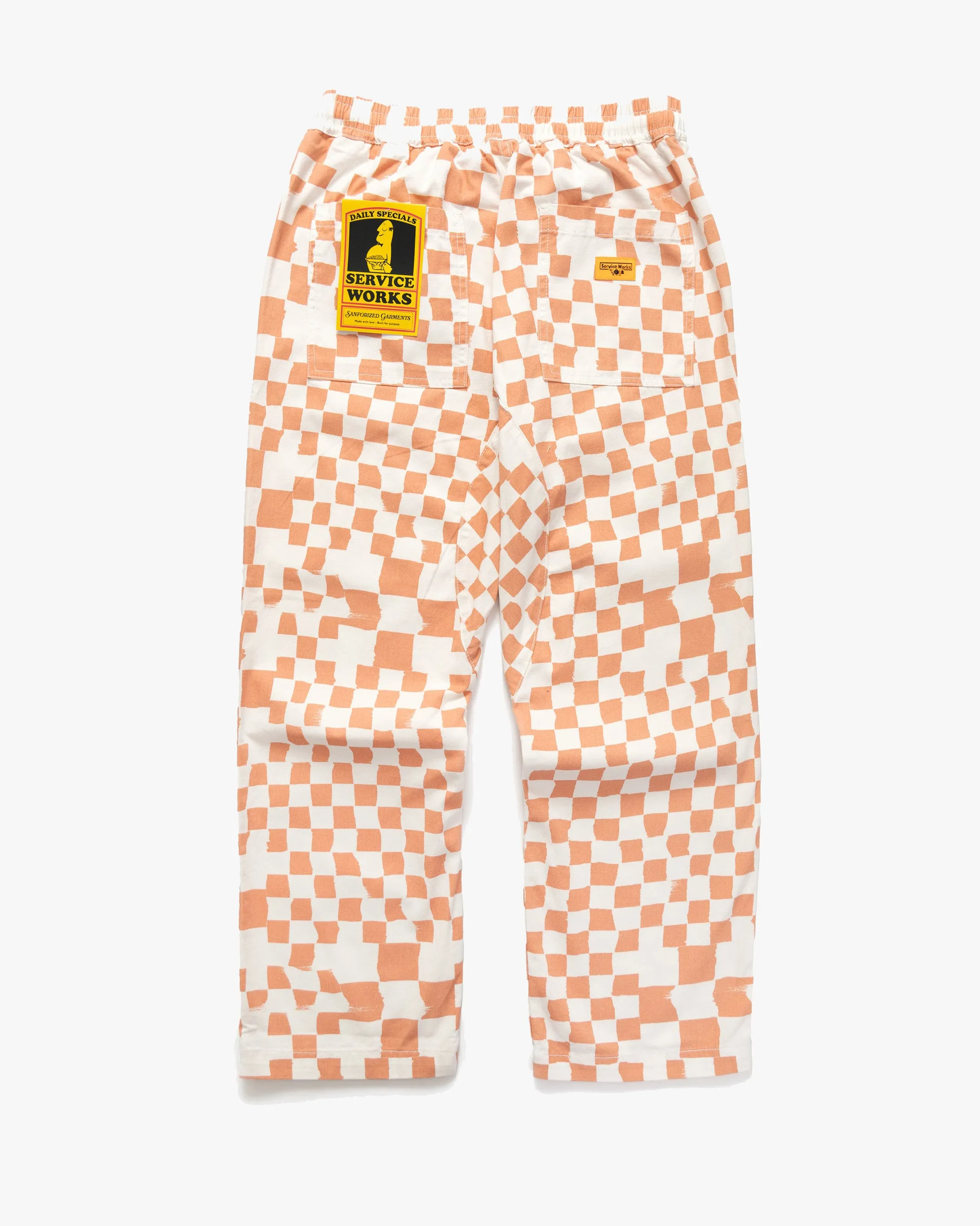 Service Works Drill Printed Chef Pant - Salmon Checker