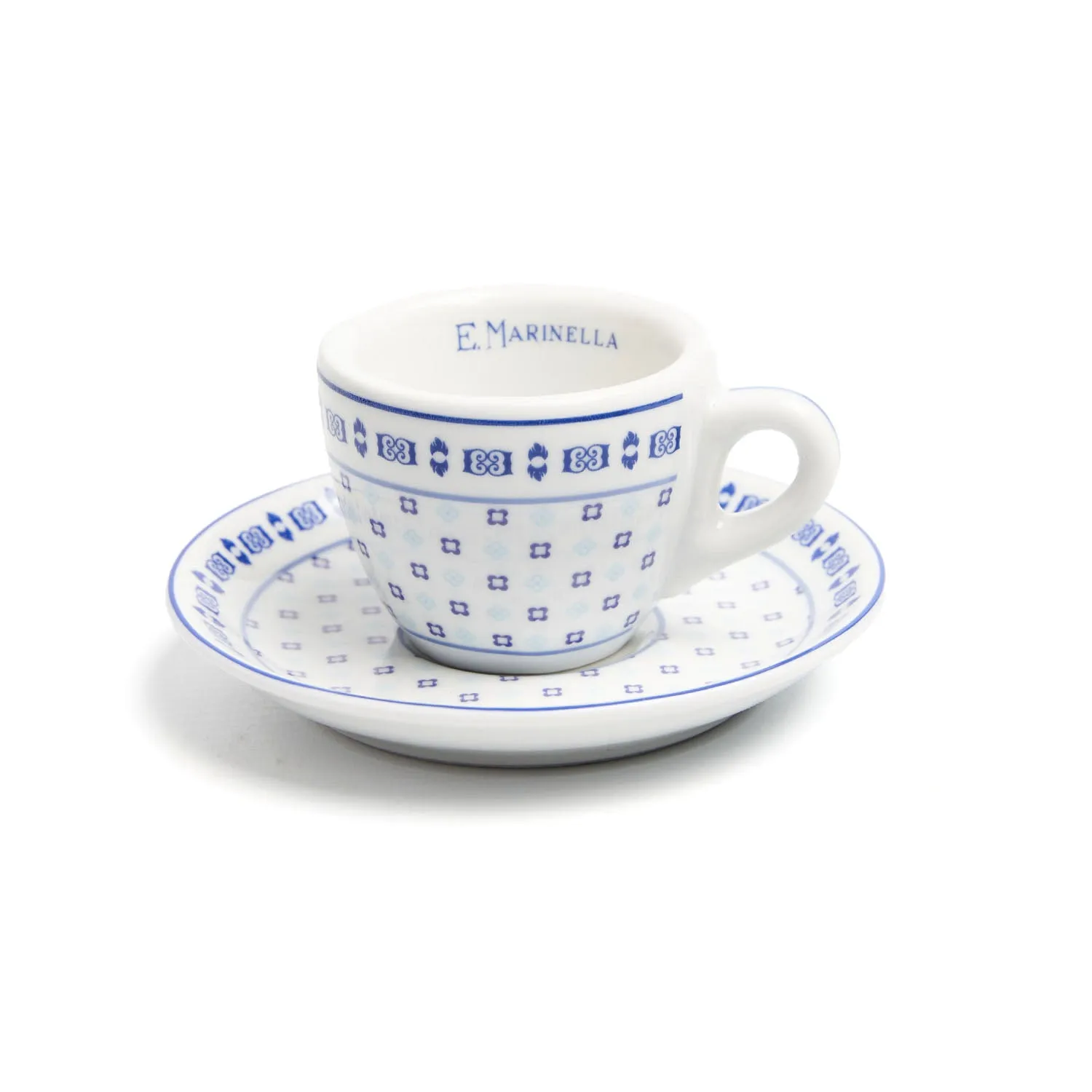 SET OF TWO LIGHT BLUE AND WHITE COFFEE CUP WITH SAUCER