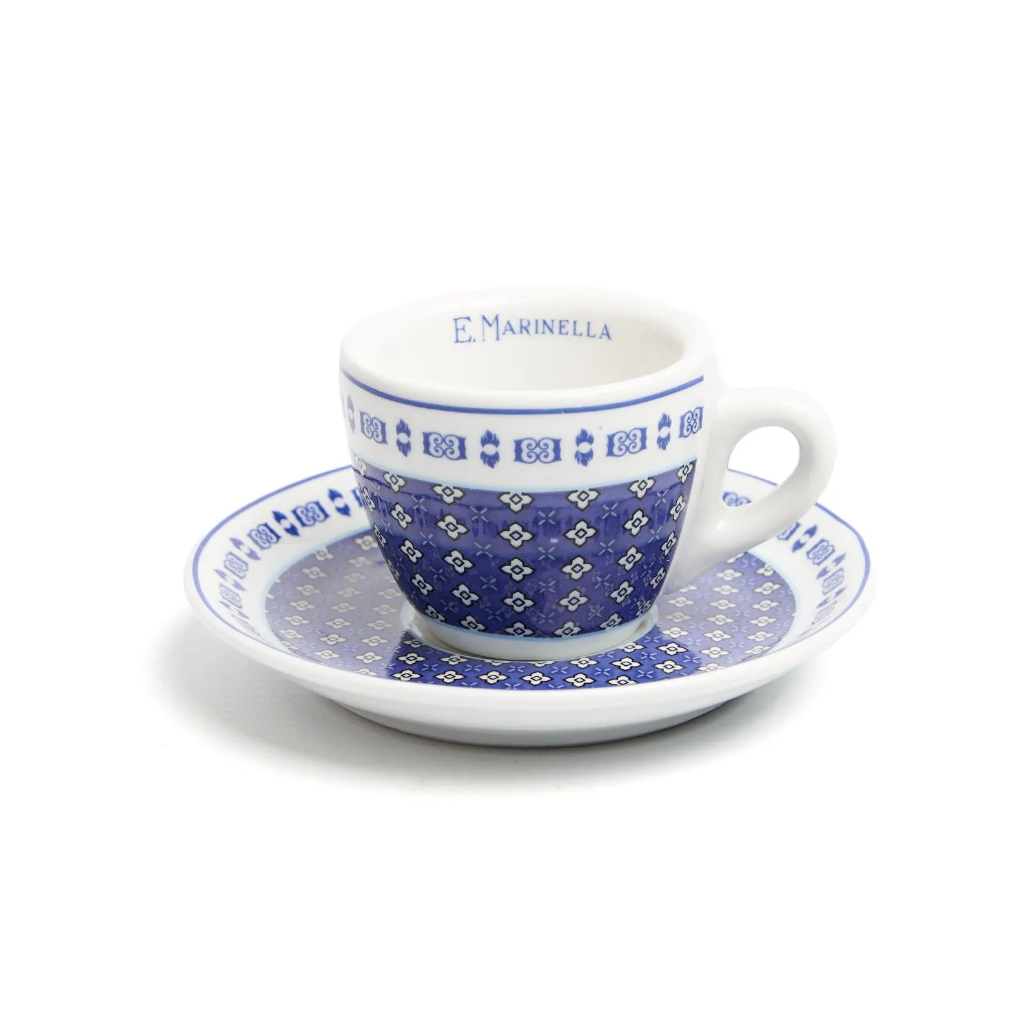 SET OF TWO POWDER BLUE AND YELLOW COFFEE CUP WITH SAUCER