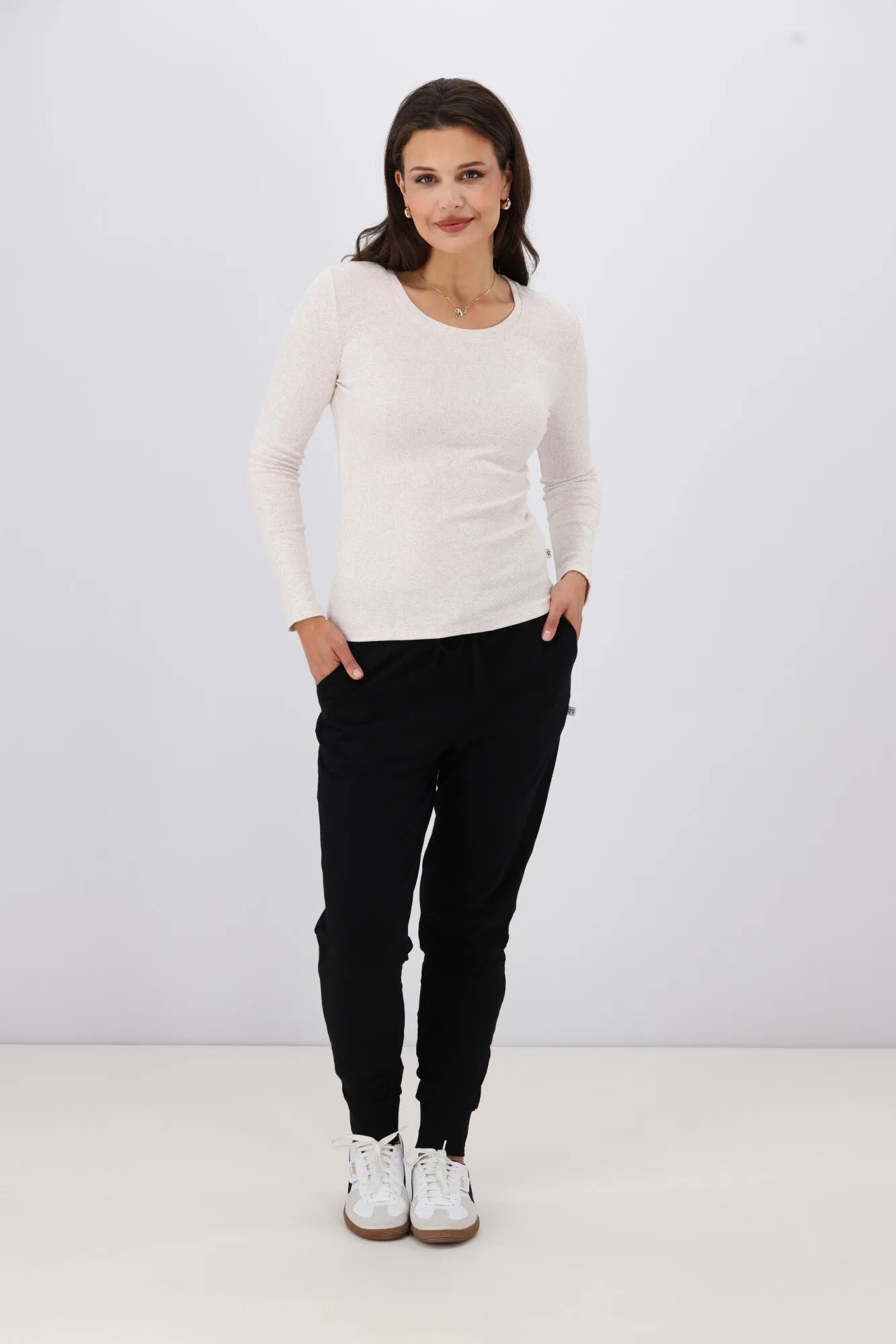 Shine On Essential Rib Long Sleeve Oat