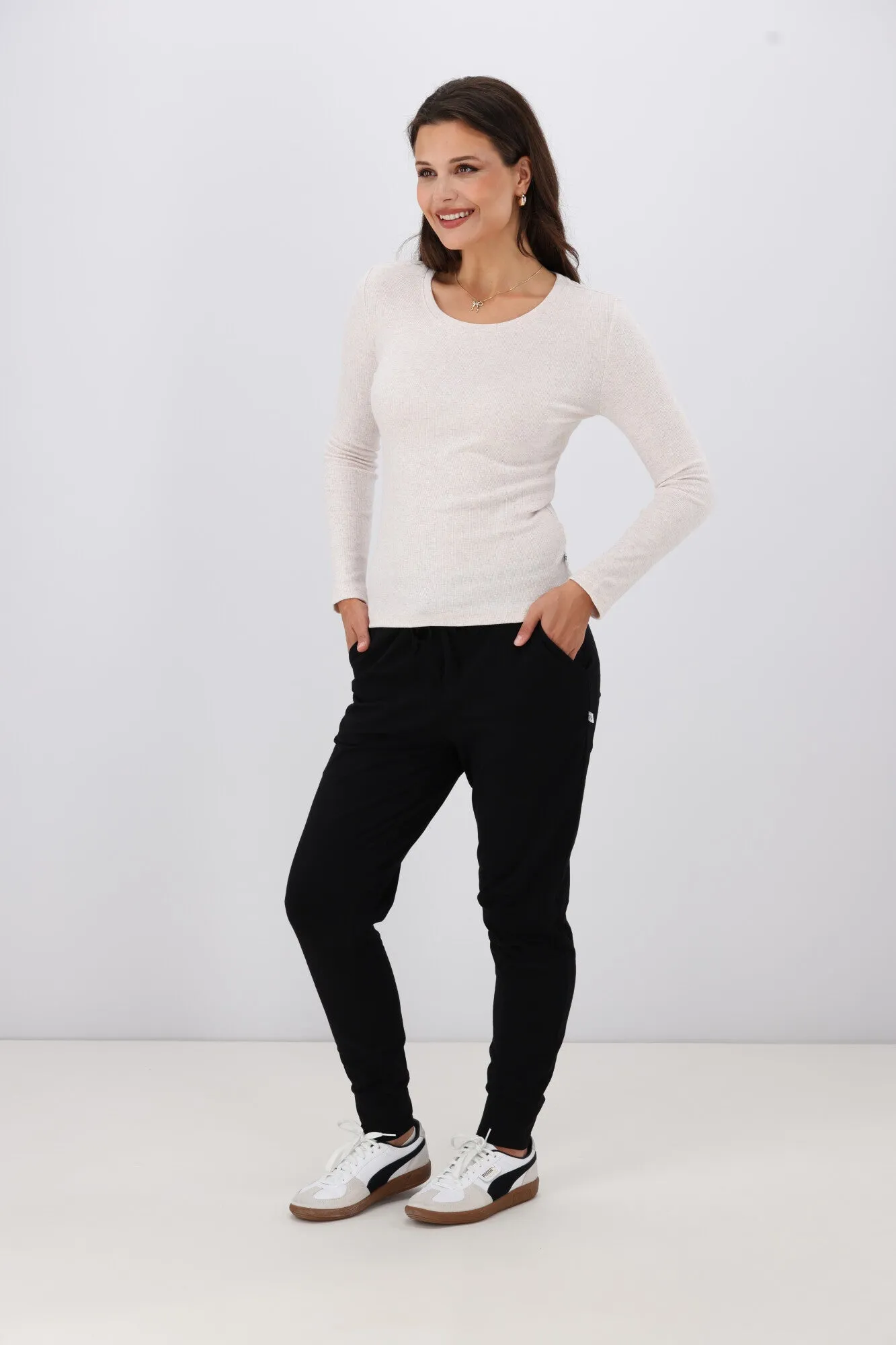 Shine On Essential Rib Long Sleeve Oat