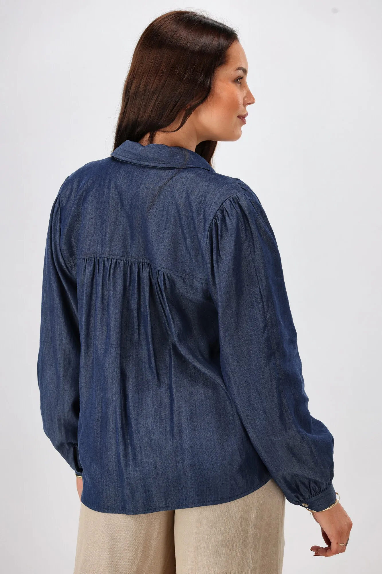 Shine On Label Devlin Chambray Shirt Indigo
