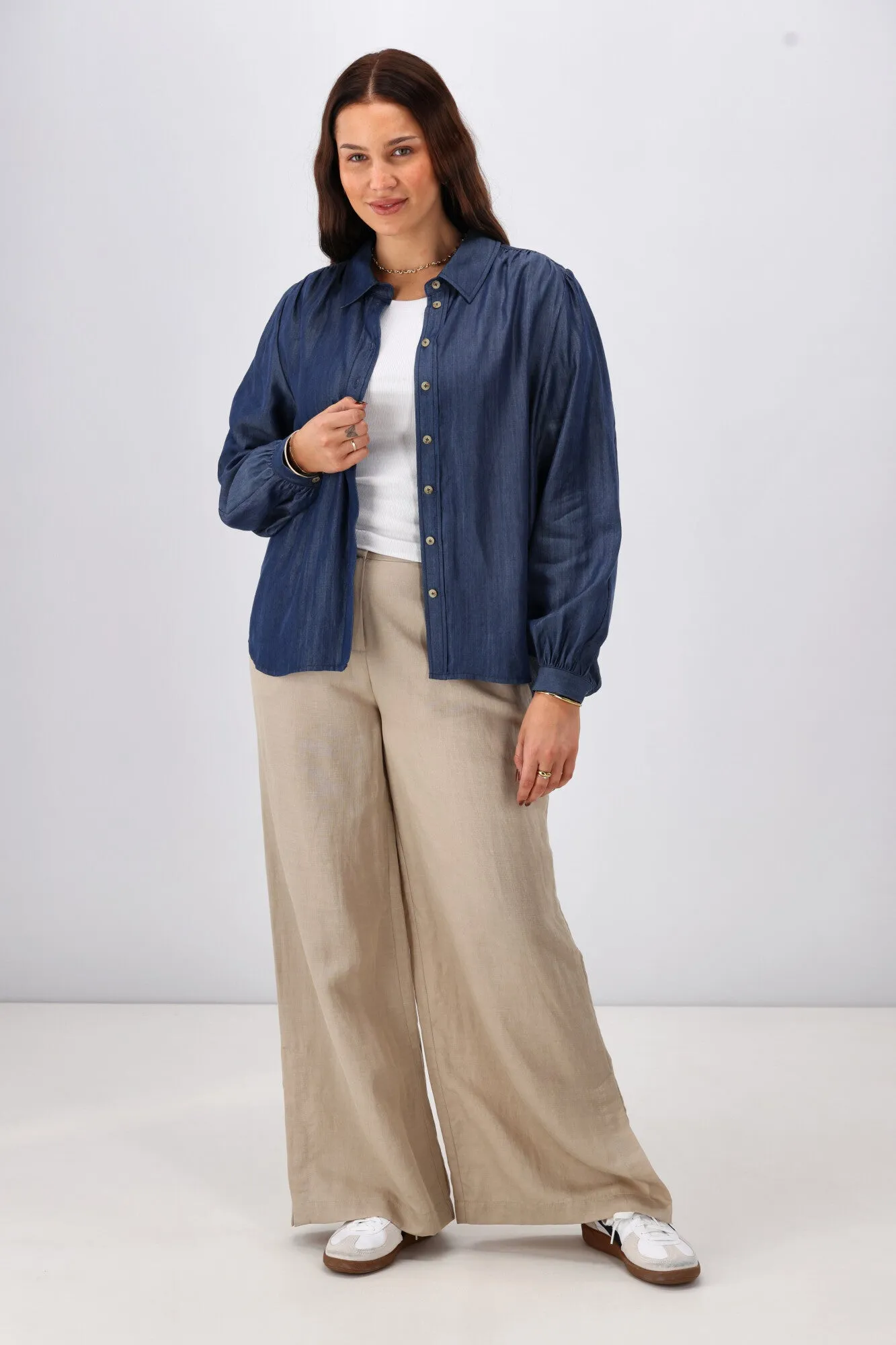 Shine On Label Devlin Chambray Shirt Indigo