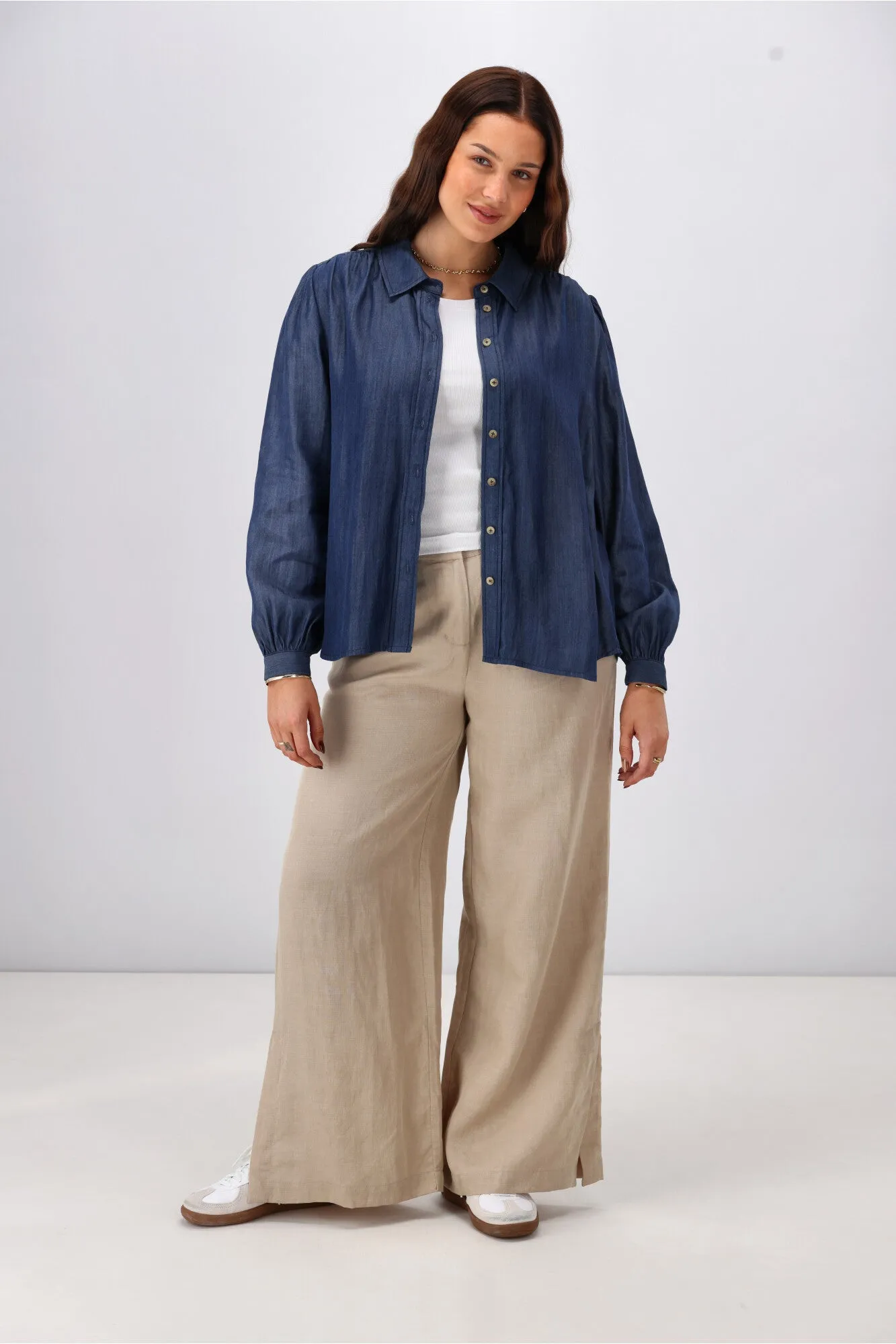 Shine On Label Devlin Chambray Shirt Indigo