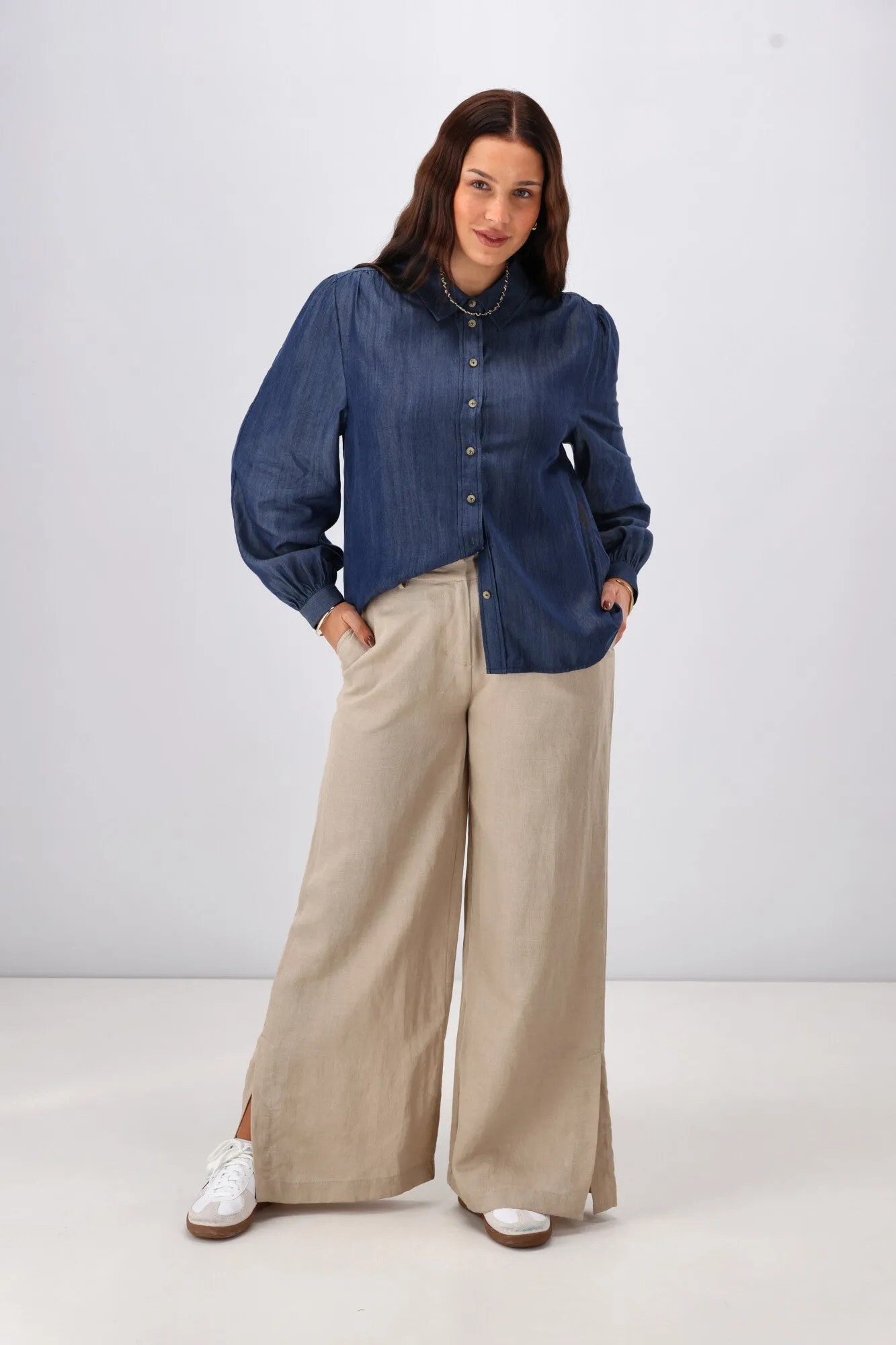 Shine On Label Devlin Chambray Shirt Indigo