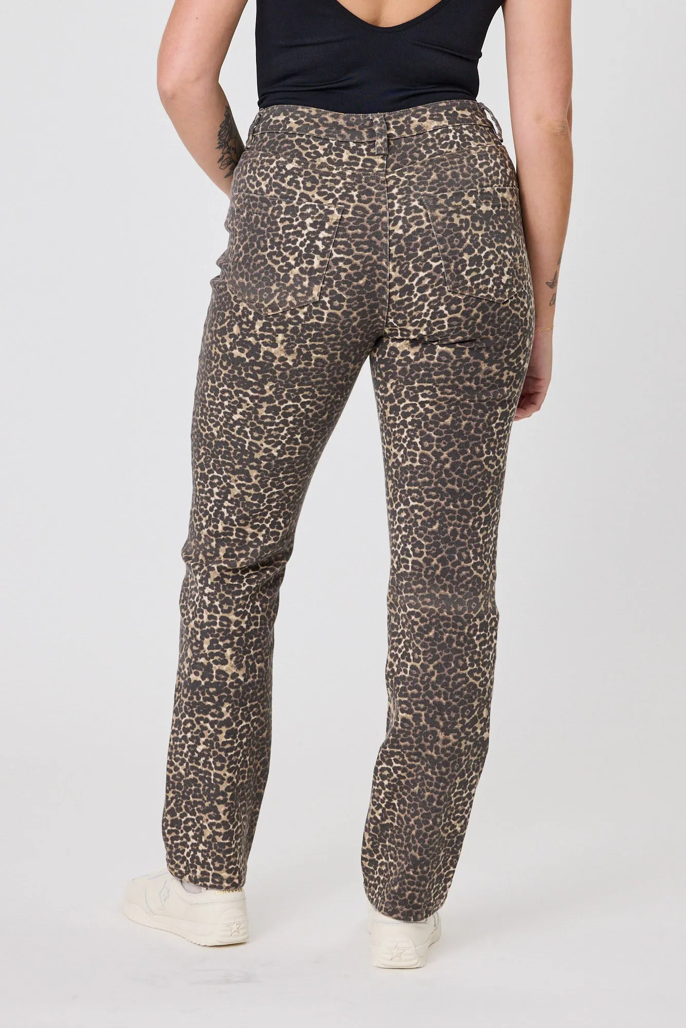 Shine On Label Drew Leopard Print Jean
