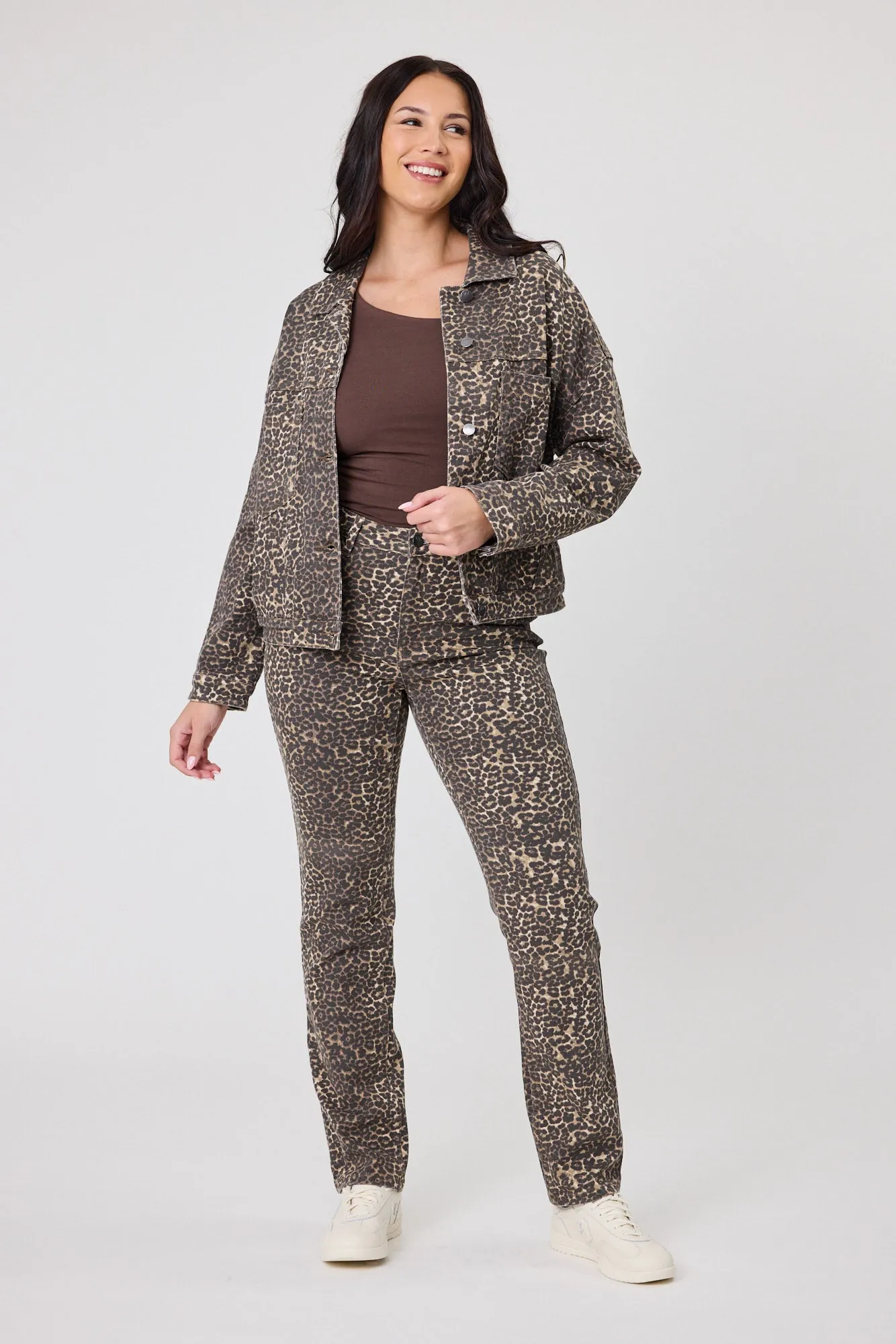 Shine On Label Drew Leopard Print Jean