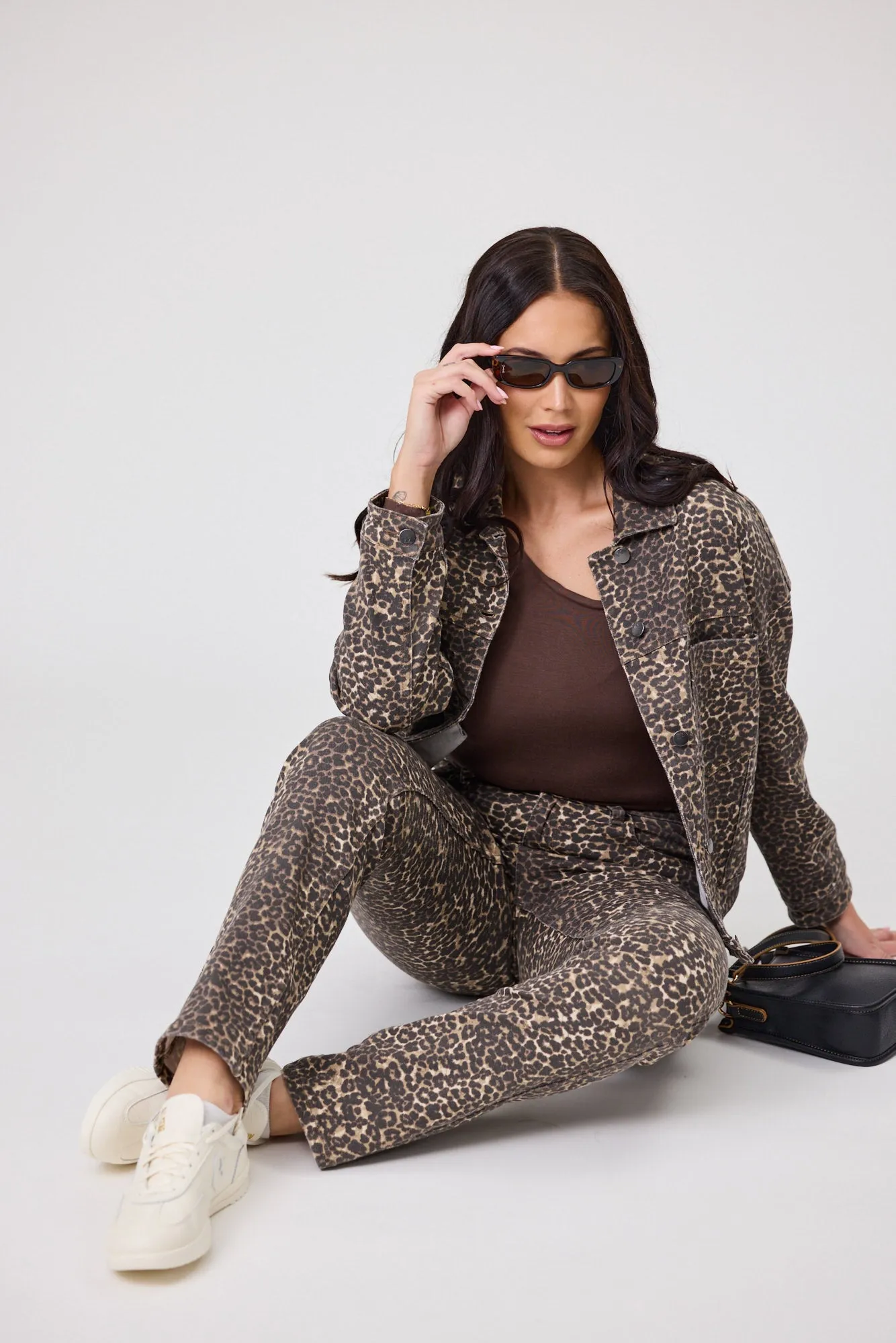 Shine On Label Drew Leopard Print Jean