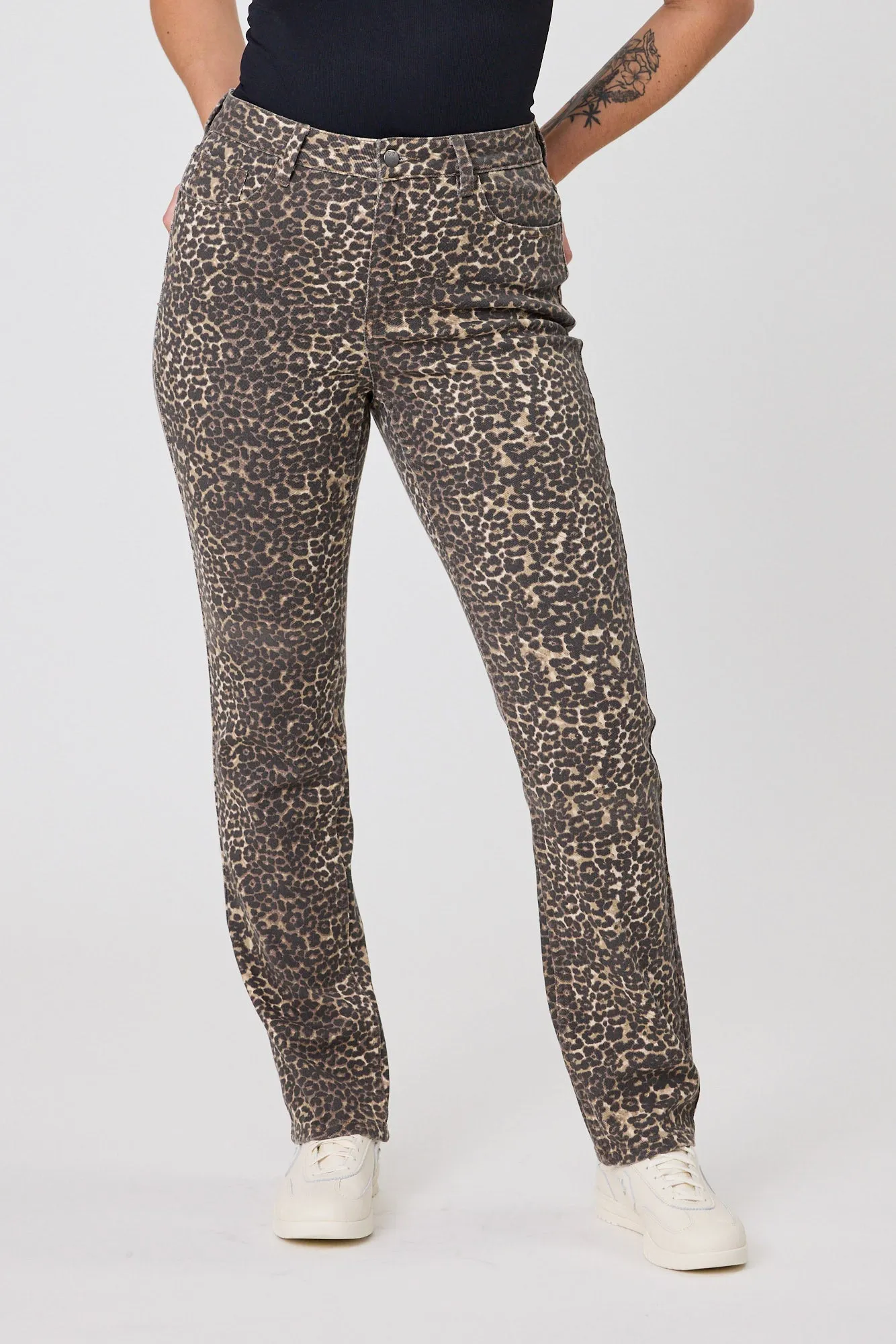 Shine On Label Drew Leopard Print Jean