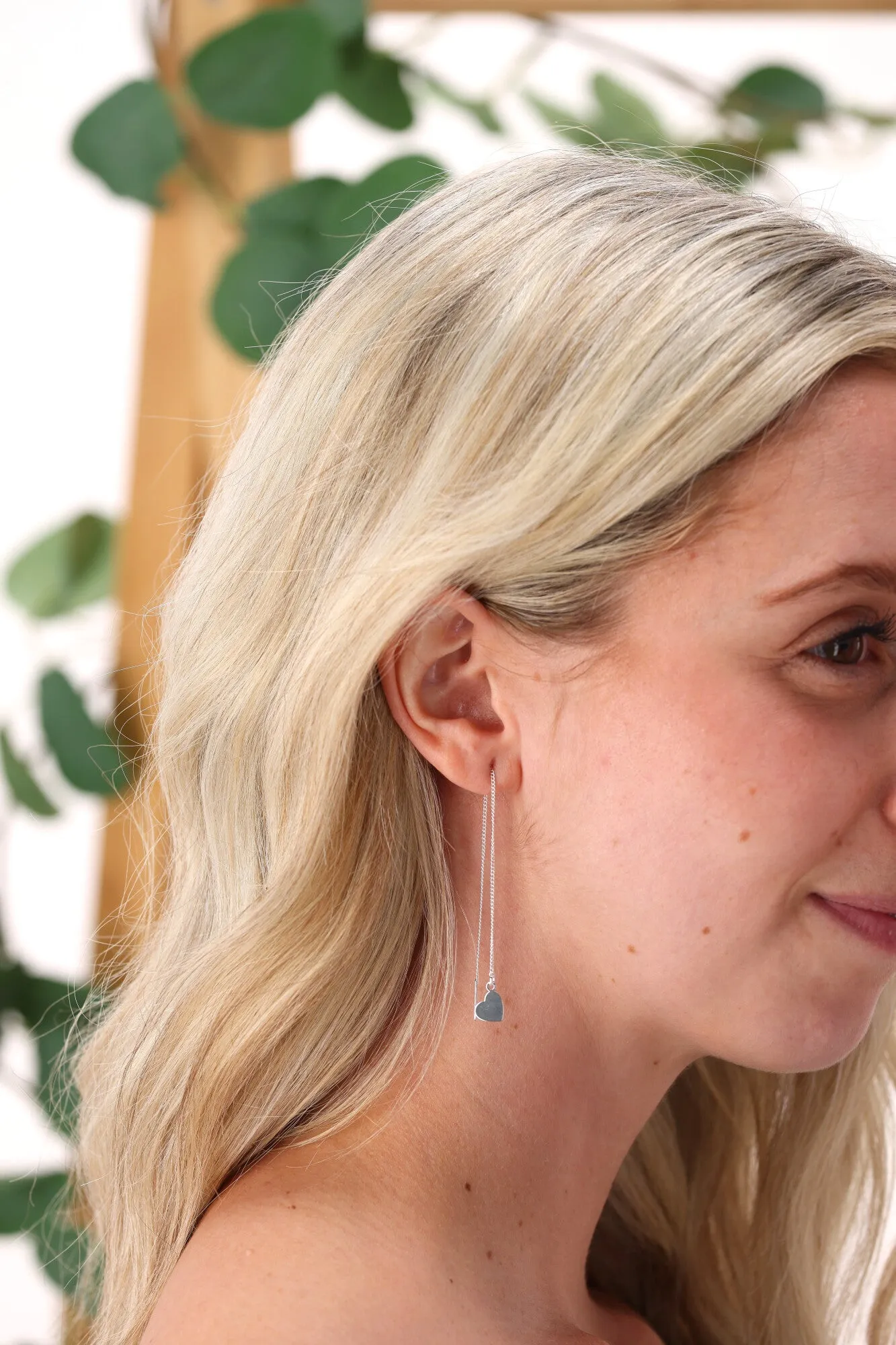 Shine On Label Heart Thread Earring Silver