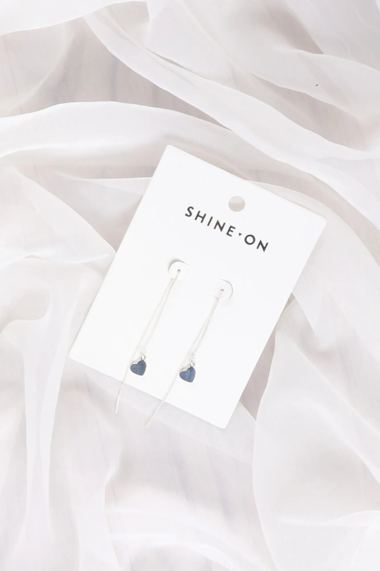 Shine On Label Heart Thread Earring Silver