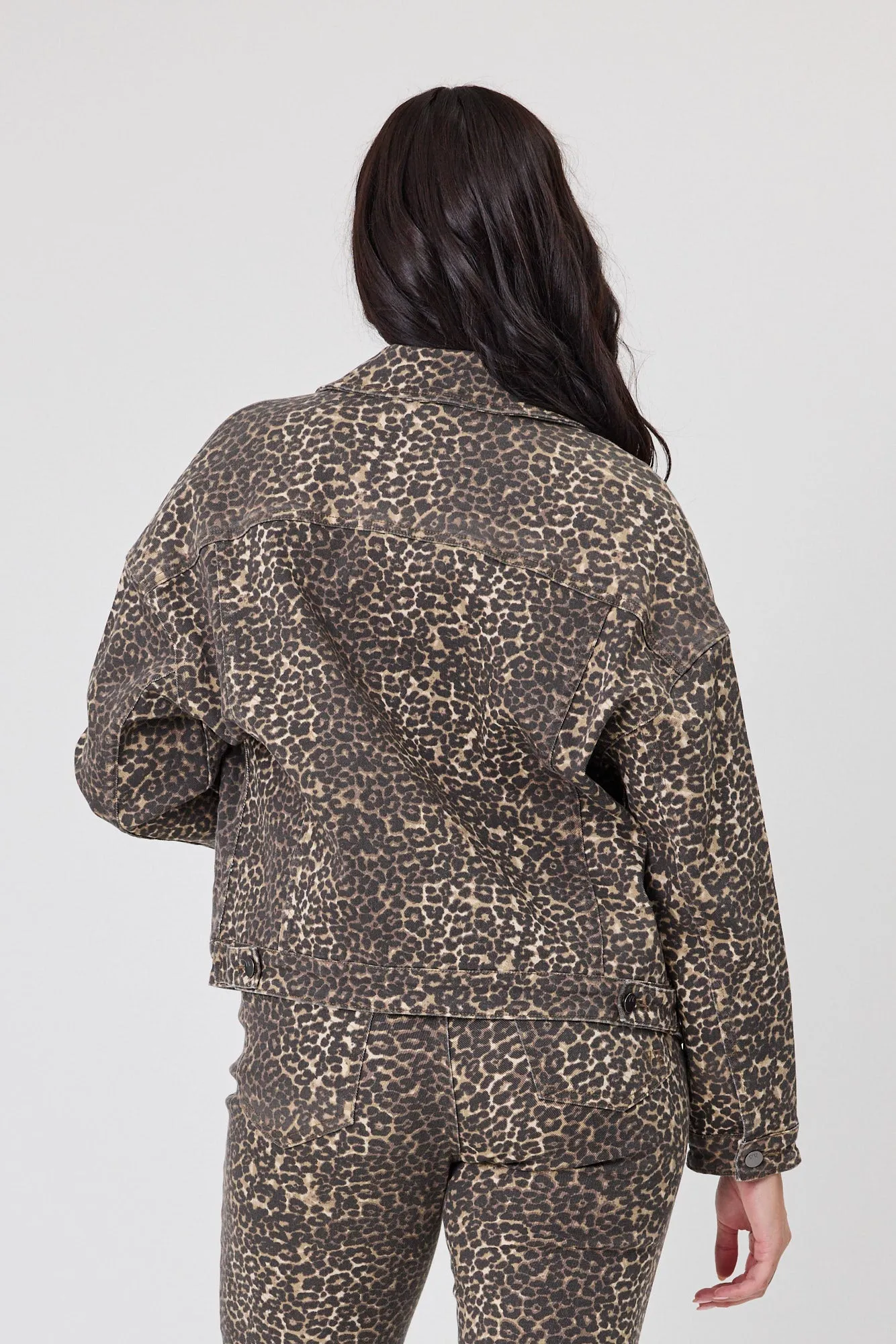 Shine On Label Leon Leopard Print Denim Jacket