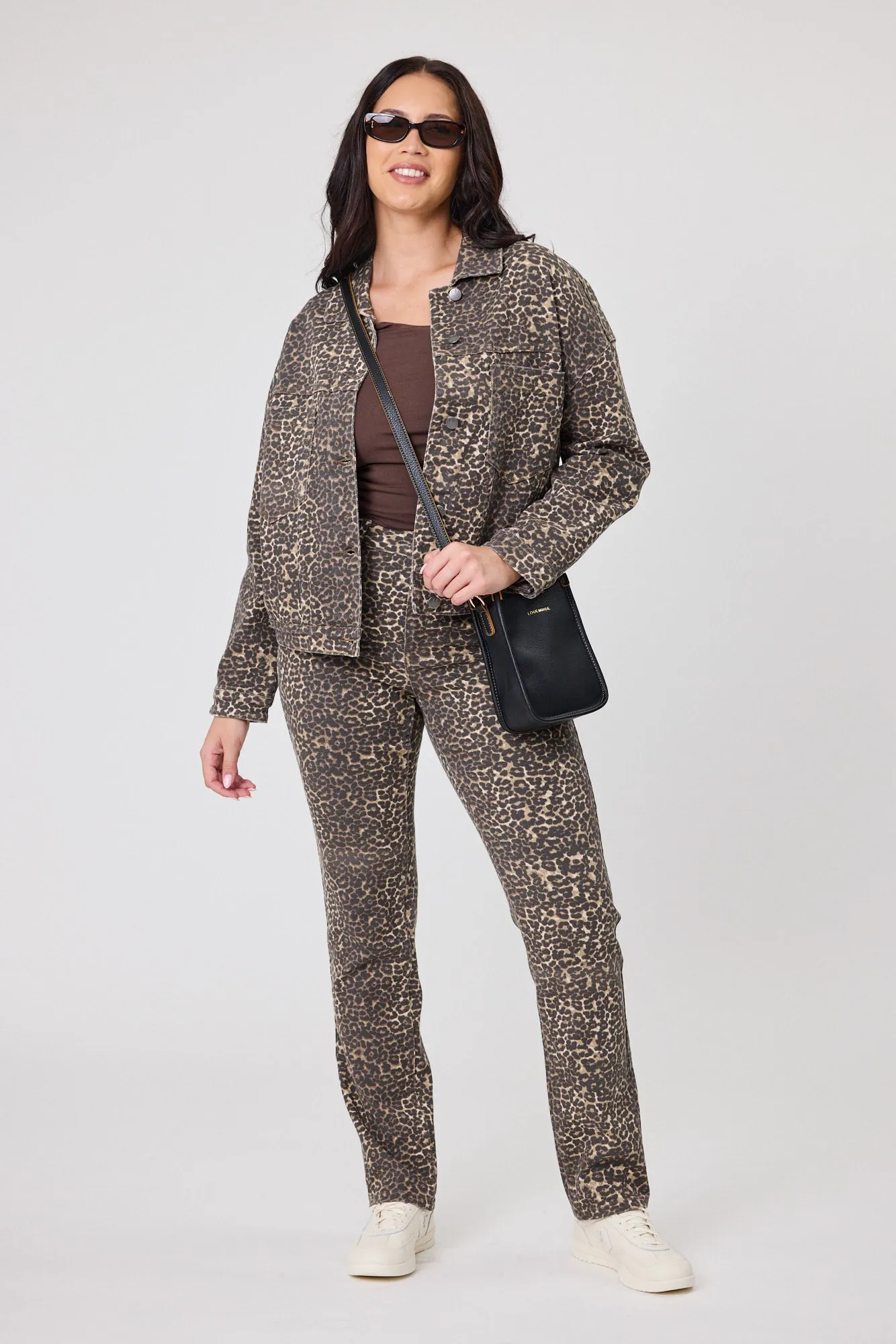Shine On Label Leon Leopard Print Denim Jacket