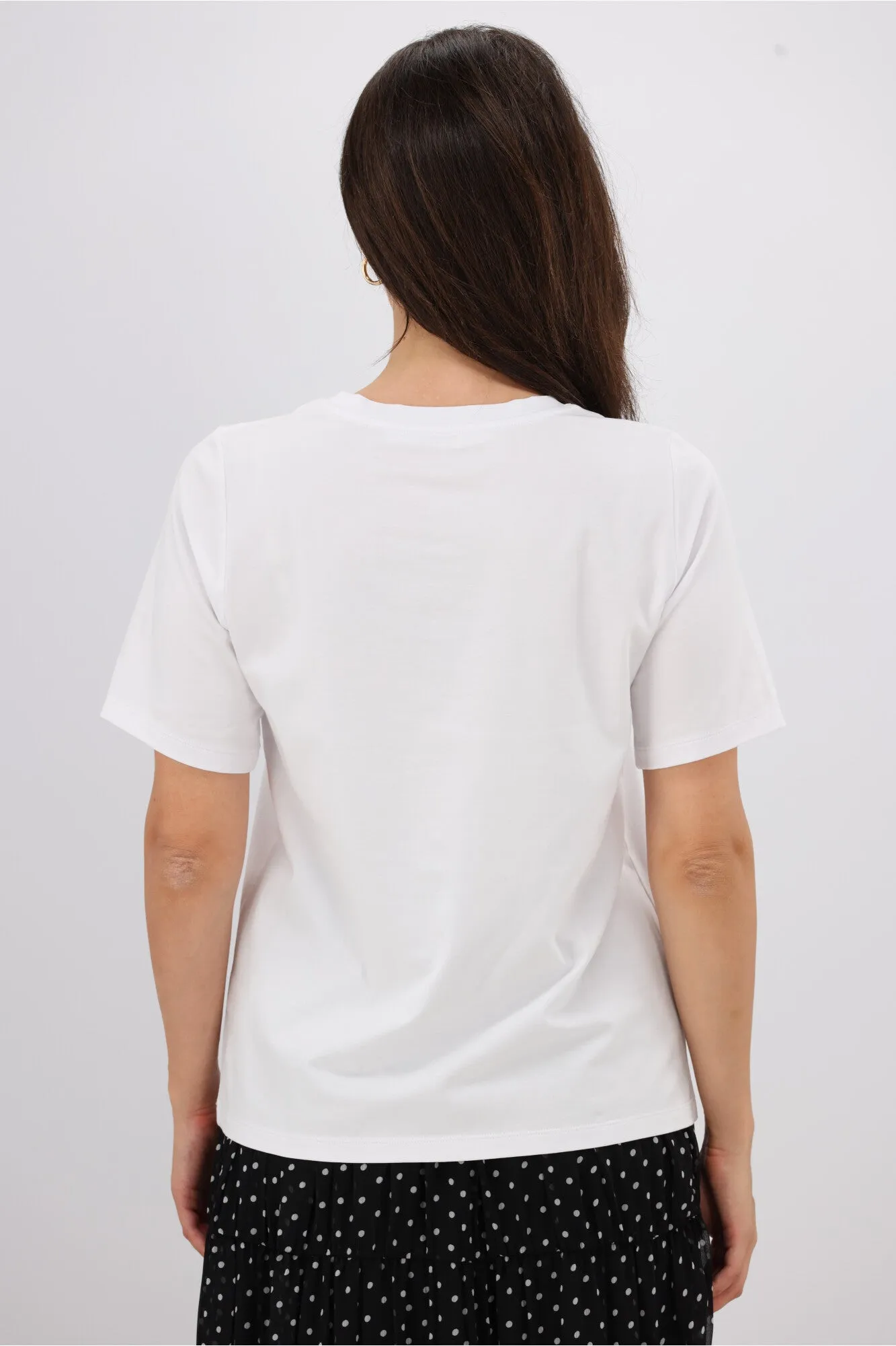 Shine On Label Ribbon Bow Tee White