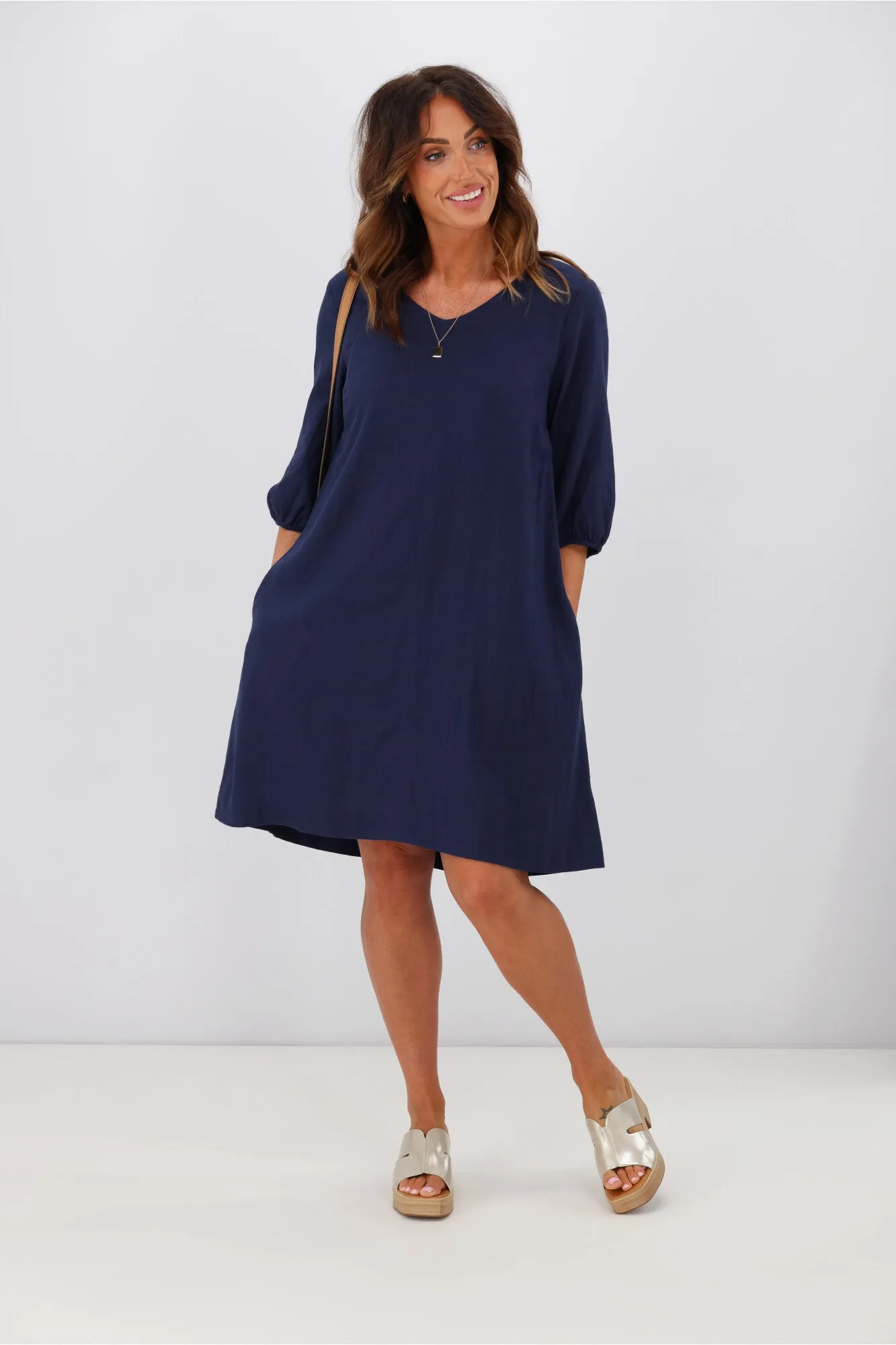 Shine On Label Vanessa Puff Sleeve Mini Dress Midnight