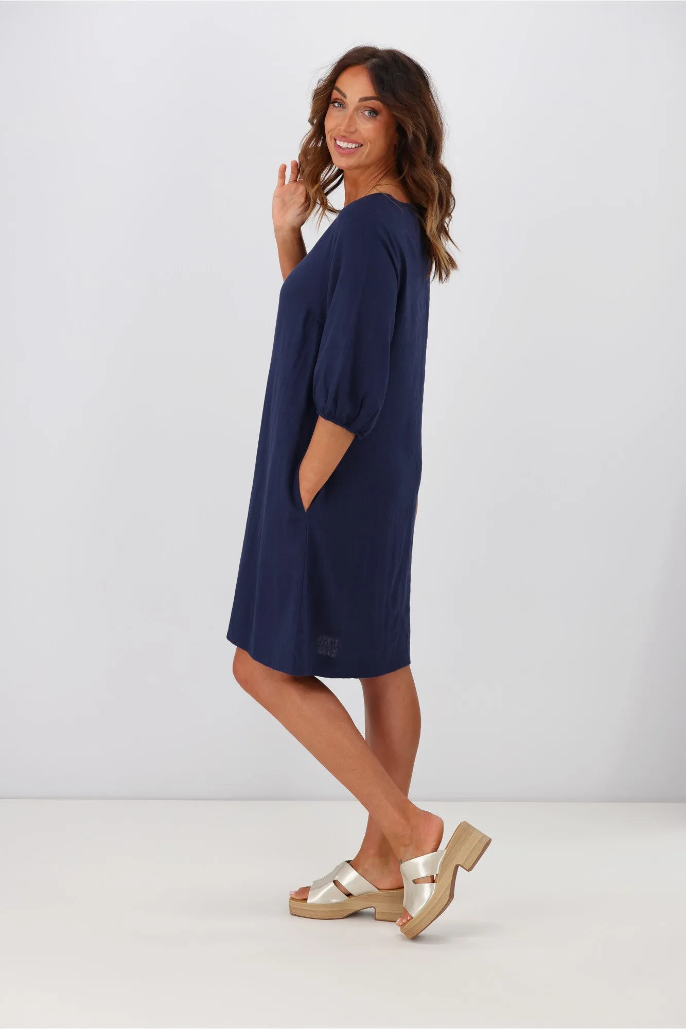 Shine On Label Vanessa Puff Sleeve Mini Dress Midnight